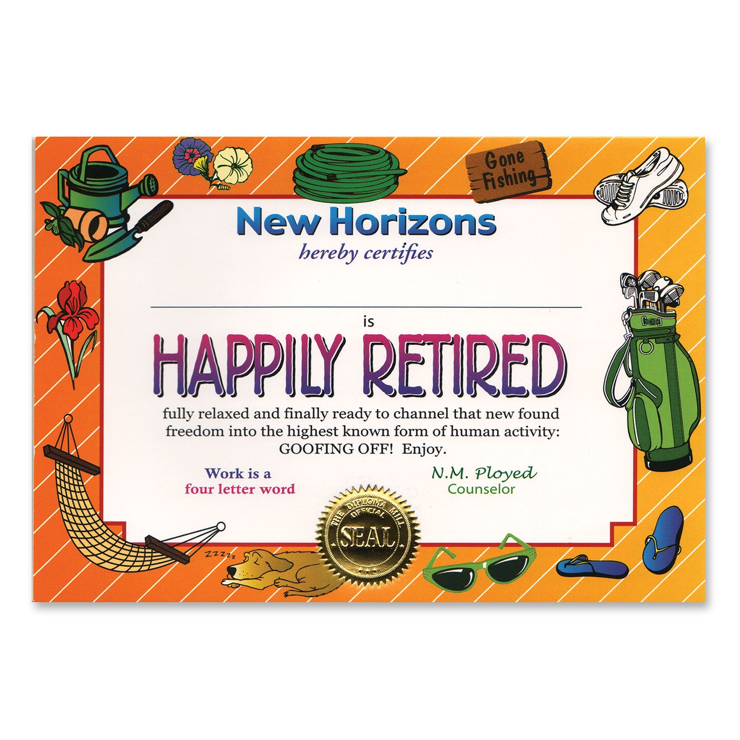 Beistle 5in. x 7in. Happily Retired Certificate - 6 Pack