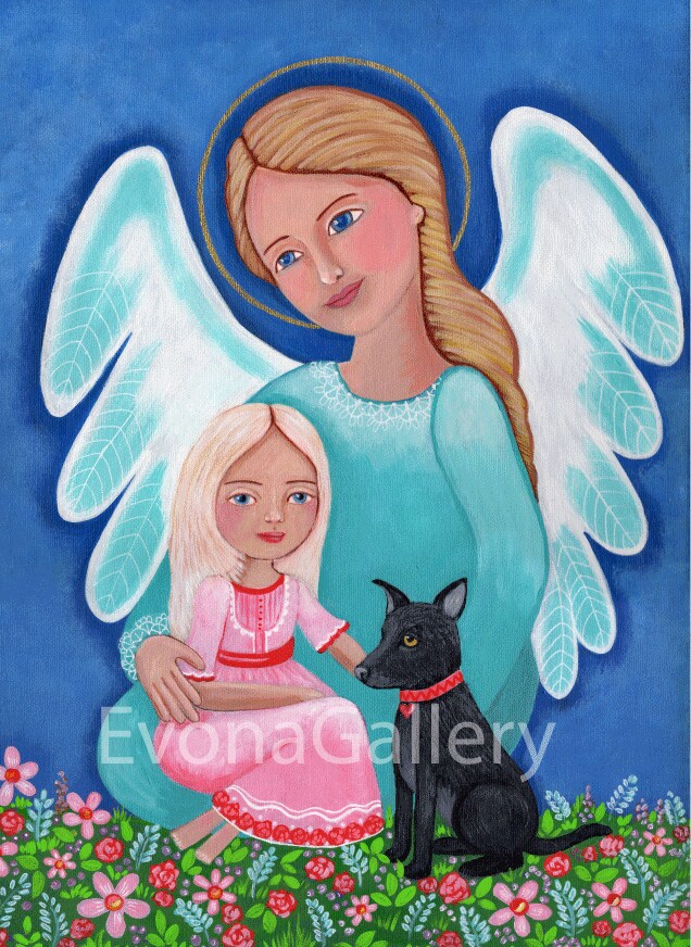 Guardian Angel with a Child, Catholic gift, Baptism Gift, Saint Portrait,  Wall Decoratin MakerPlace by Michaels