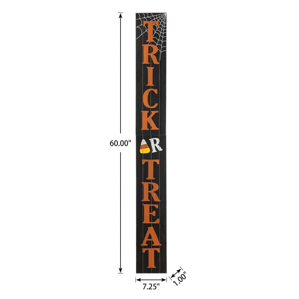 59.68 Inch H Wooden Trick Or Treat Porch Sign Halloween Decoration