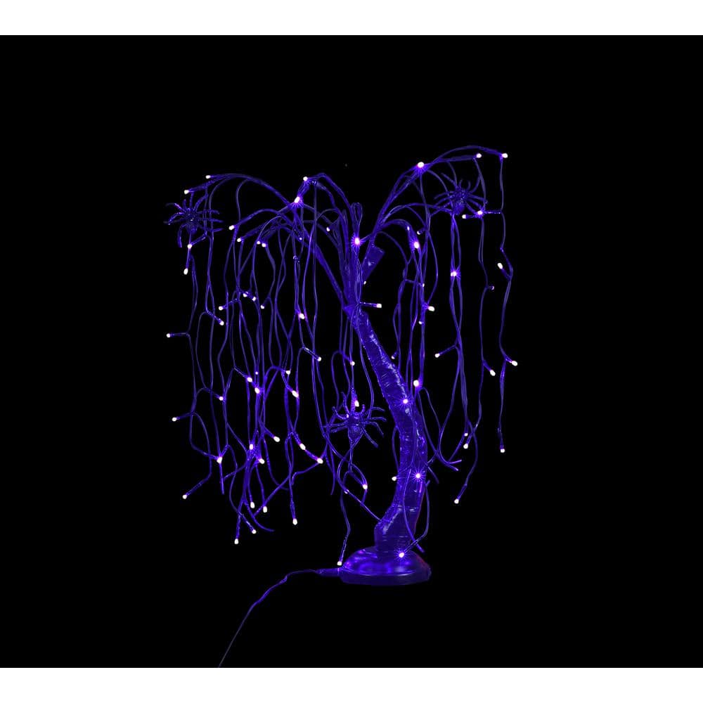 7 FT Purple Pre Lit LED Artificial Christmas Tree Halloween Willow Tree