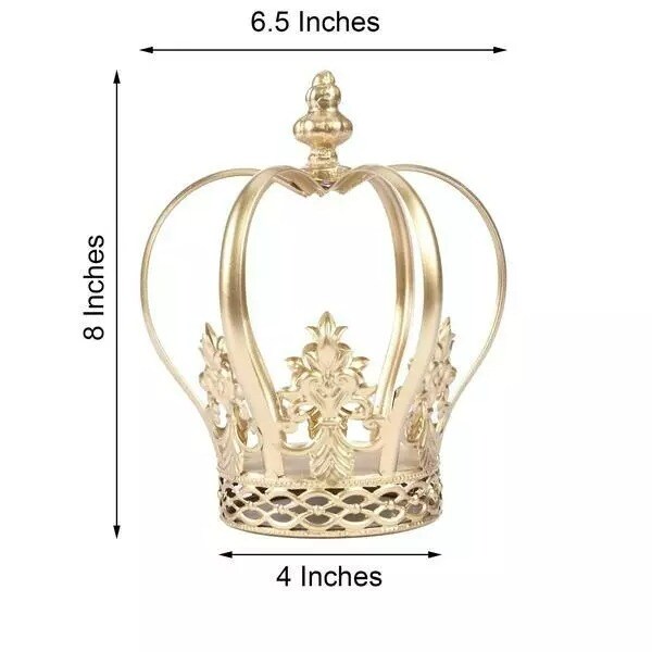 8&#x22; tall Gold Metal Royal Crown Cake Topper Centerpieces Events Party Decorations