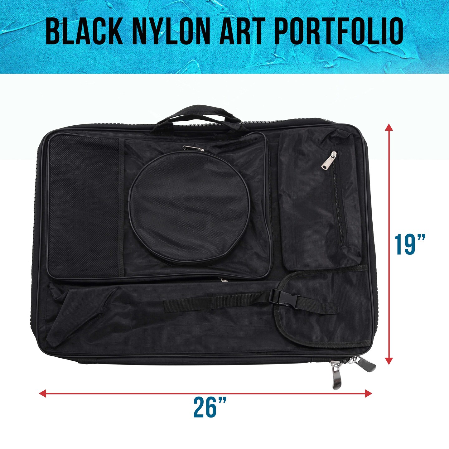 Black Nylon Art Portfolio Carry Backpack Bag, (Size: 25-1/2&#x22; x 19&#x22; x 4-3/8&#x22;)