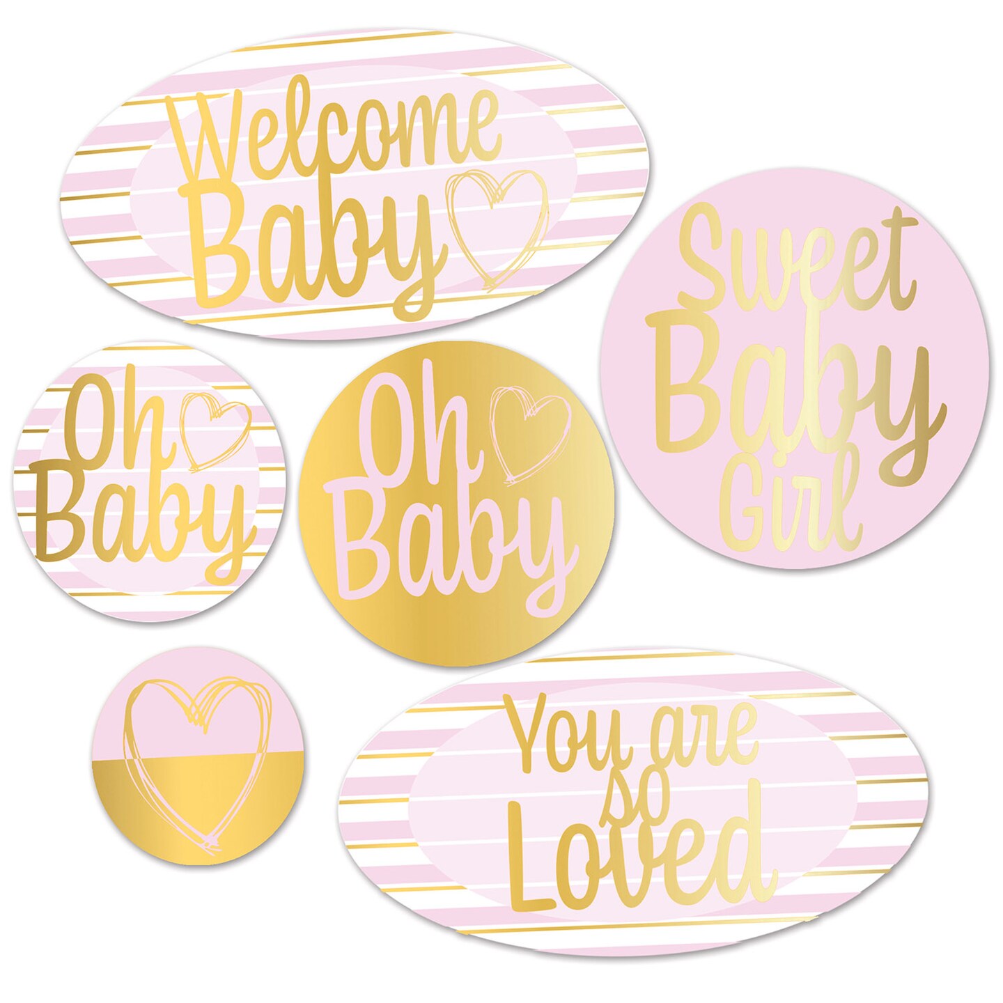 Beistle 5in.-13&#xBE;in. Gold Foil Welcome Baby Cutouts - 12 Pack
