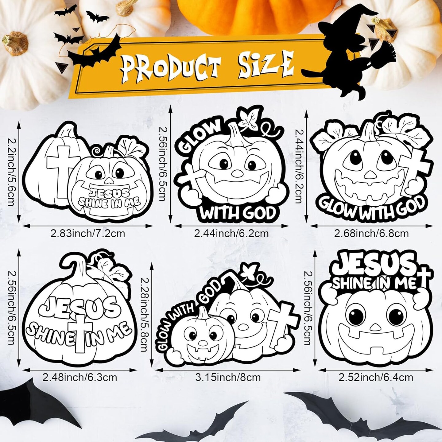 Color Your Own Christian Magnet Crafts DIY Coloring Magnet Ornaments Sunday School Crafts for Art Party Gift(Halloween Pumpkin)