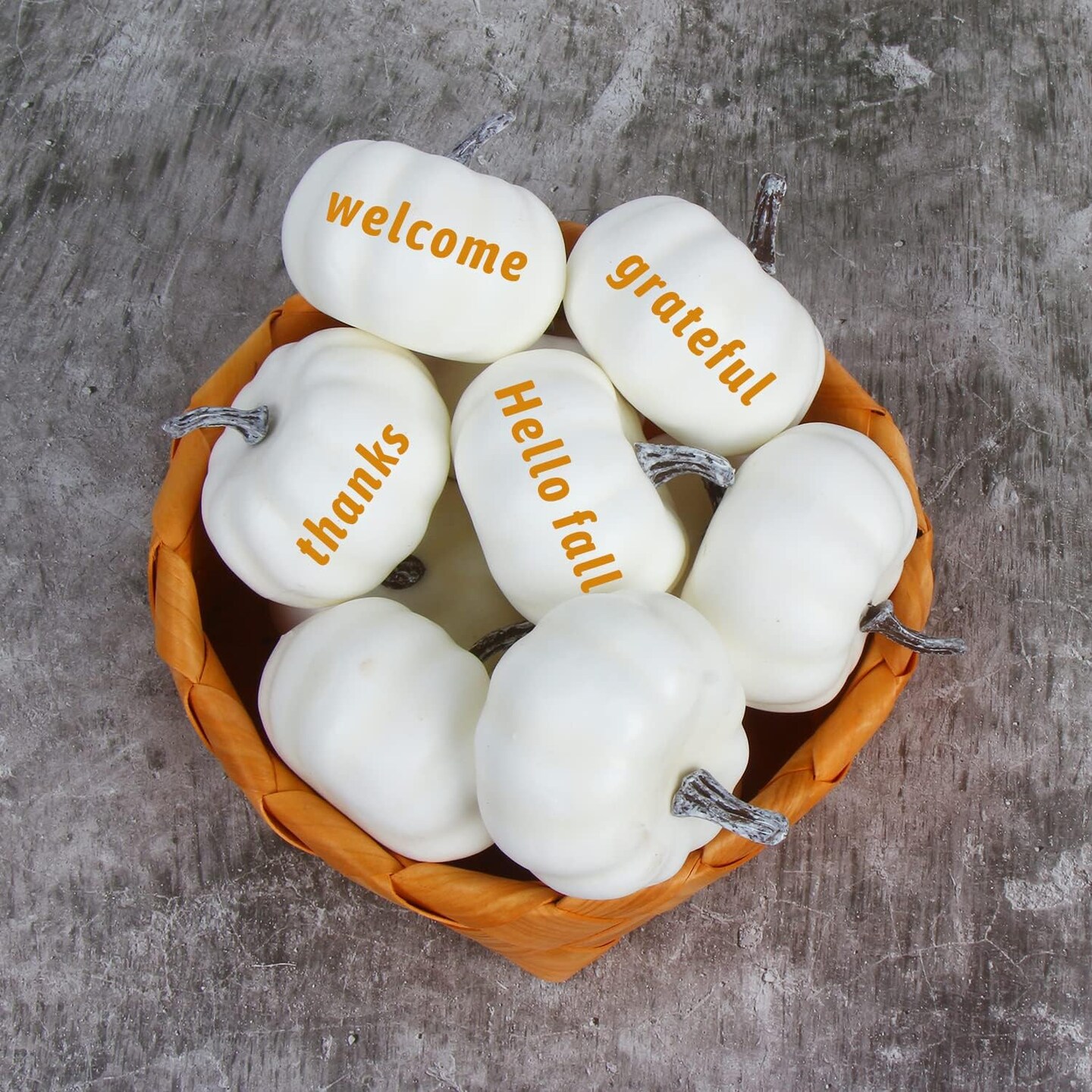 12 PCS Halloween White Artificial Pumpkins
