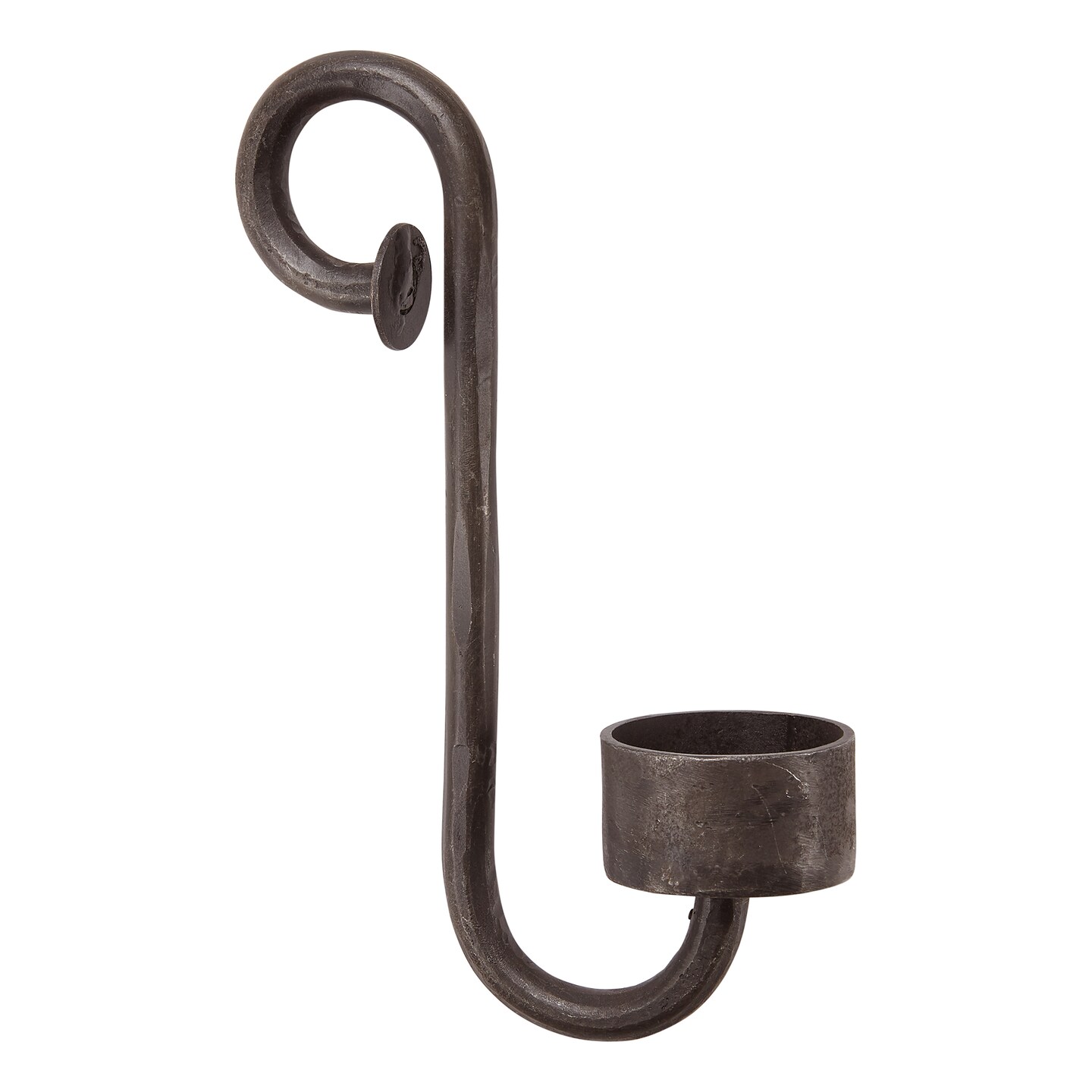 Rustic Iron Hand Forged S-Hook Tealight Candle Holder for Vases and Hurricanes