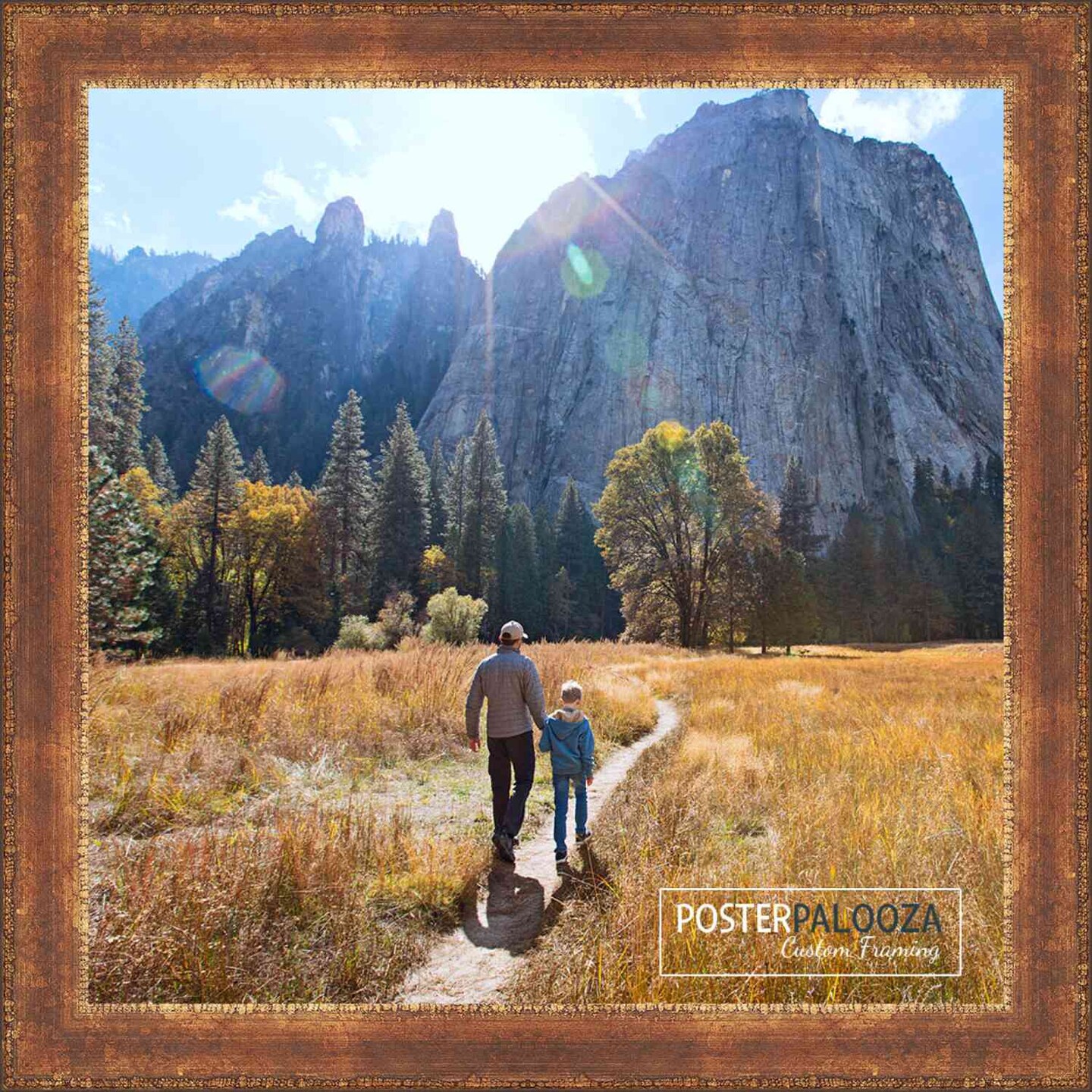 Square Flat Gold Picture Frame - UV Acrylic, Foam Board Backing, Hanging Hardware