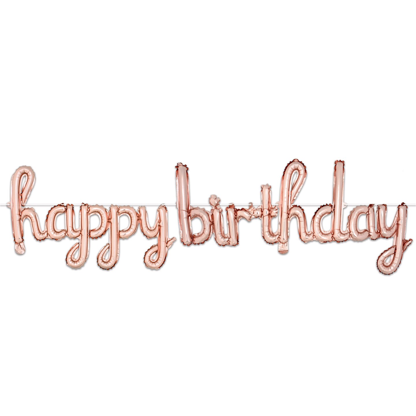 Beistle 16in. x 5Feet 6in. Standard Script Happy Birthday Balloon Streamer - Rose Gold - 6 Pack