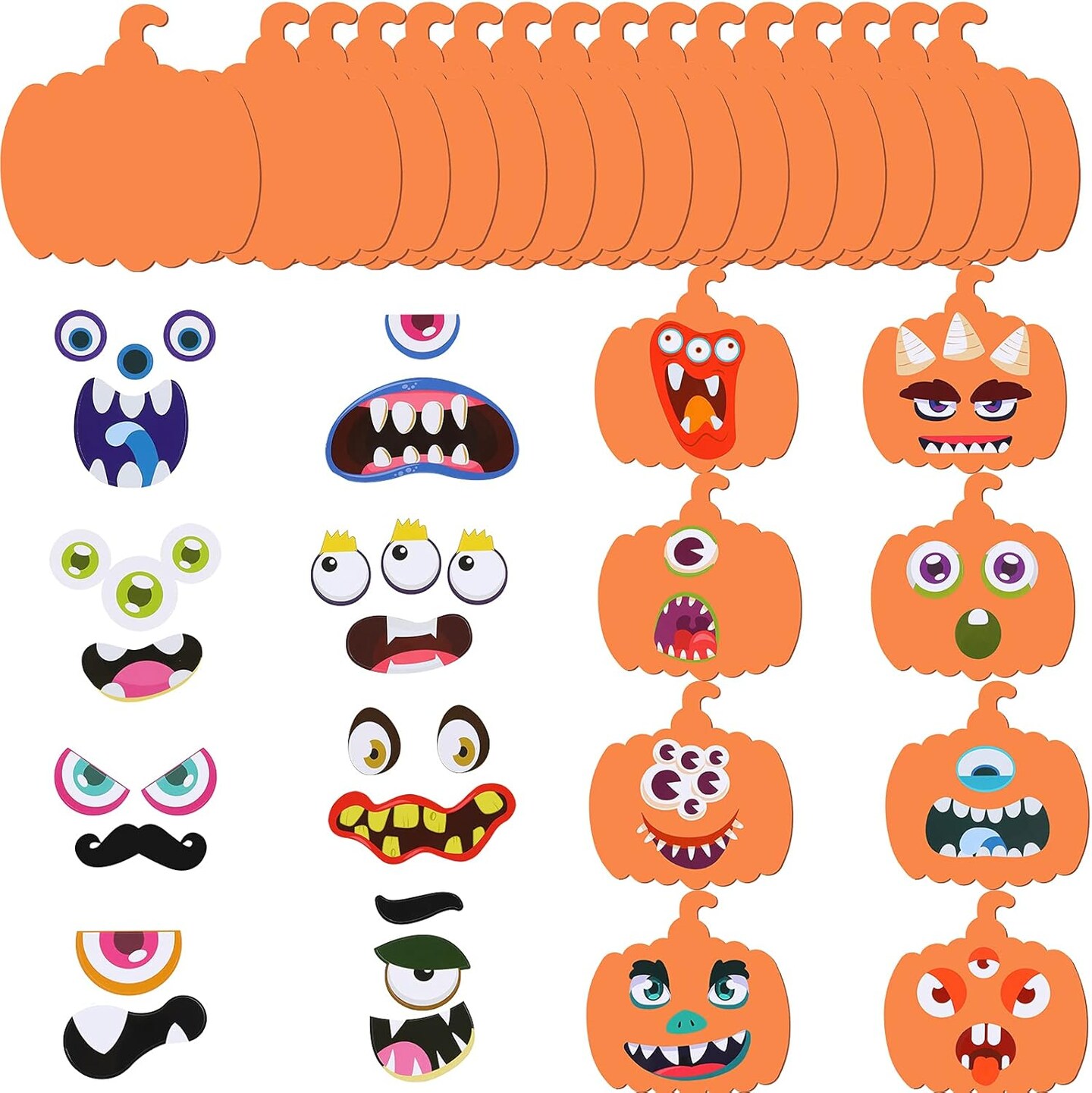 32 Pieces Halloween Foam Pumpkin Craft Kit and Pumpkin Foam Stickers Self Adhesive Halloween Stickers for Kid&#x27;s Halloween Party Crafts Decorations (Funny Style)