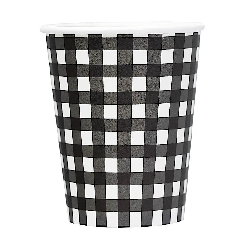 24 Checkered 9 oz All Purpose Paper Cups Party Catering Decorations Supplies