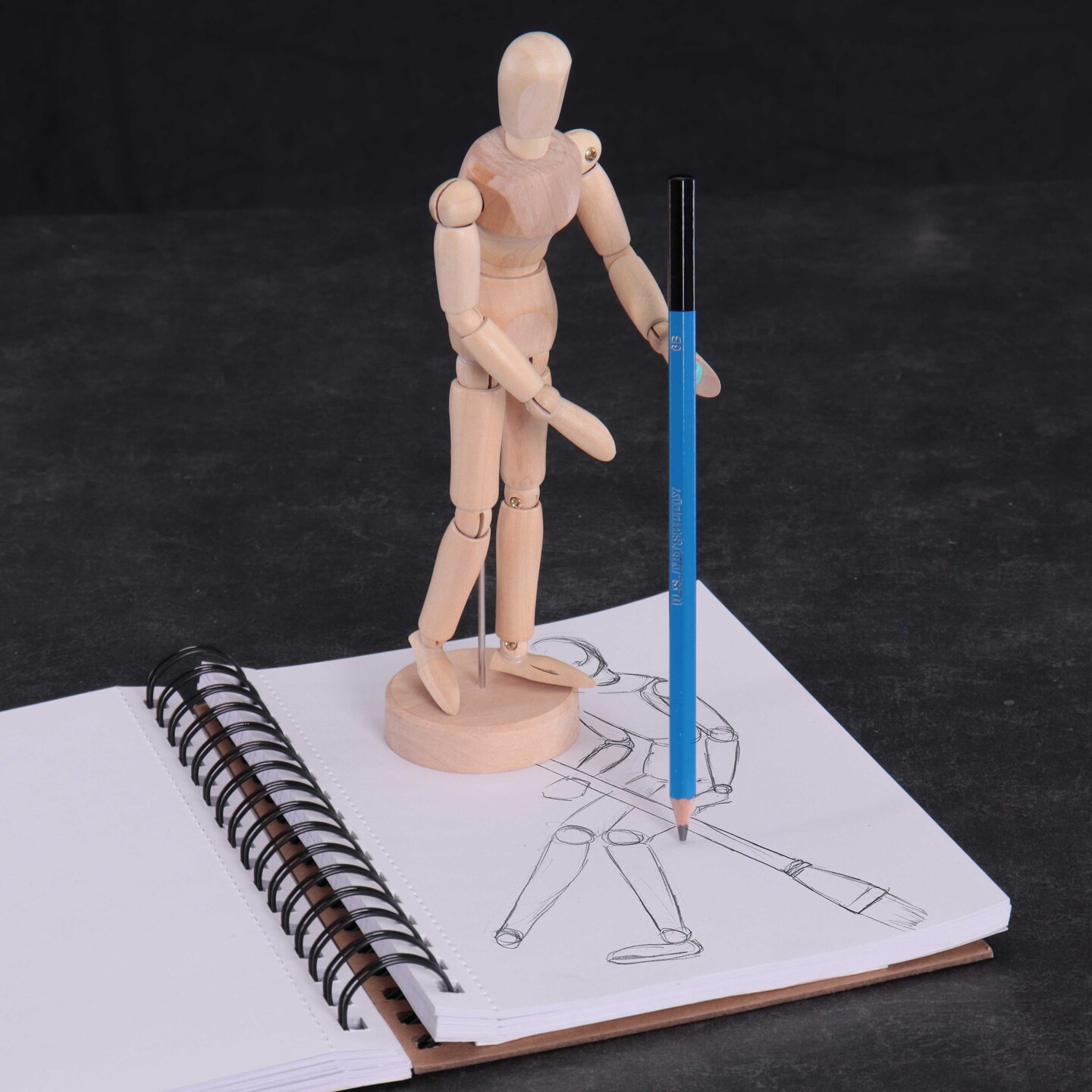 Wood 8&#x22; Artist Drawing Manikin Articulated Mannequin with Base and Flexible Body - Perfect For Drawing the Human Figure (8&#x22; Male) Pack of 6 Manikins