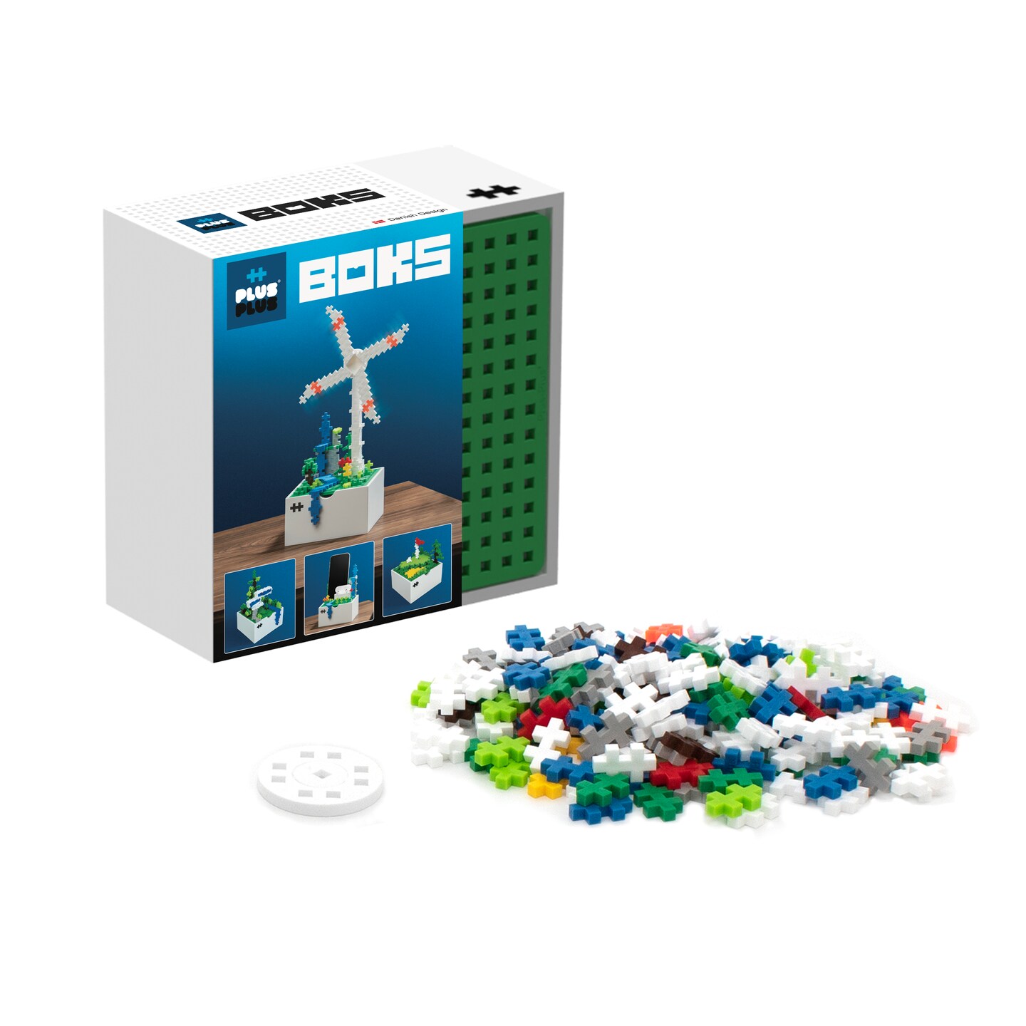 Plus Plus - BOKS Windmill - 220 Pieces - Construction Building Office Desk Fidget Toy, Interlocking Mini Puzzle Blocks