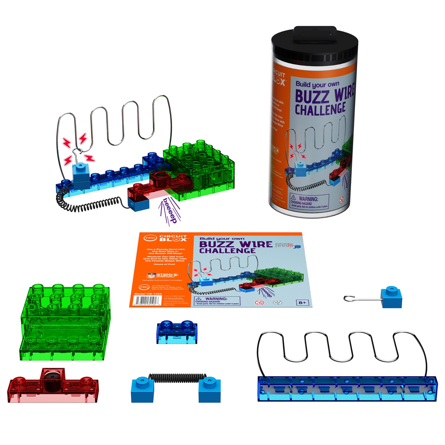E-Blox: Circuit Blox: BYO Buzzwire Challenge - Wire Maze, Build Your Own, Brick Kit, Fun Electrical Circuit Activity, Block DIY STEM Toy Kids Age 8+