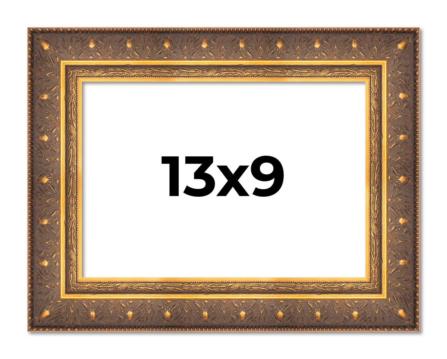 Photo Size Museum Gold Picture Frame - UV Acrylic, Foam Board Backing, Hanging Hardware