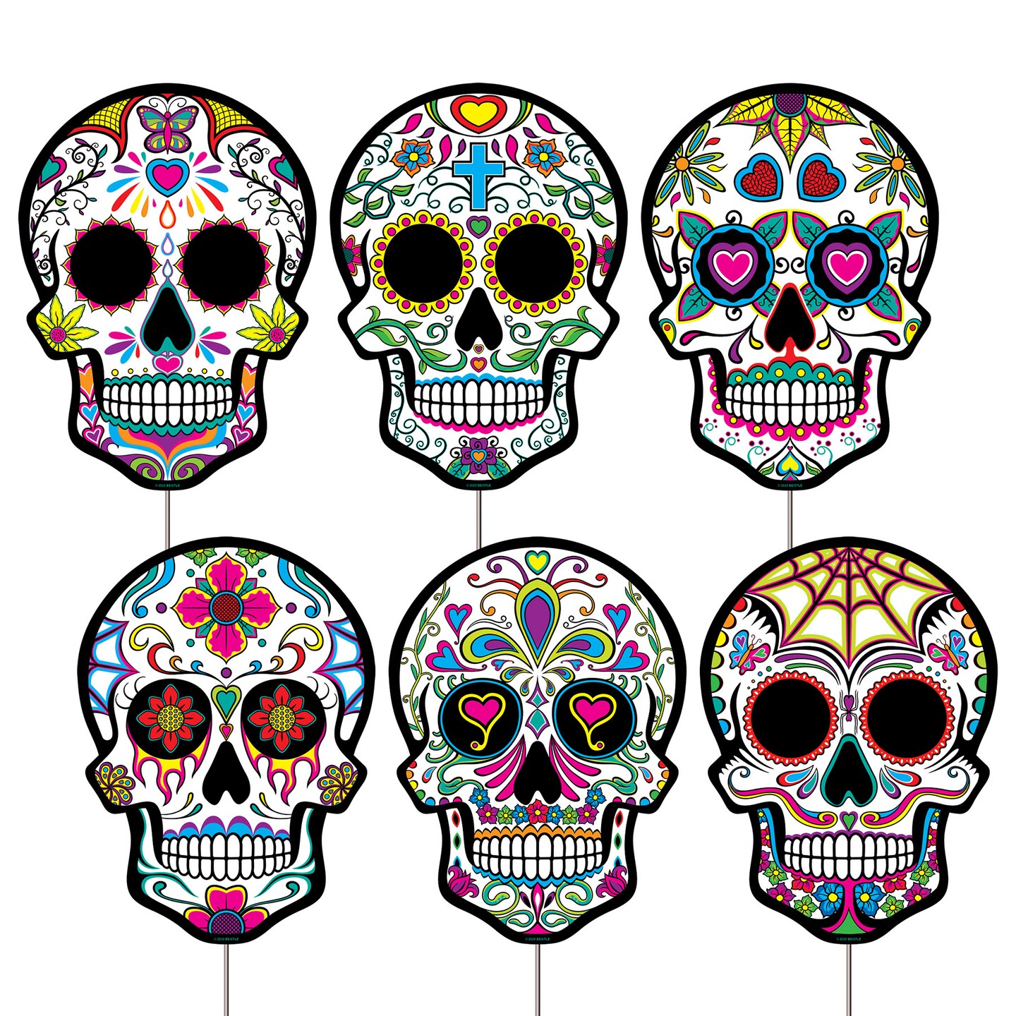 Beistle 11in. x 8in. Plastic DOD Sugar Skull Yard Signs - 6 Pack