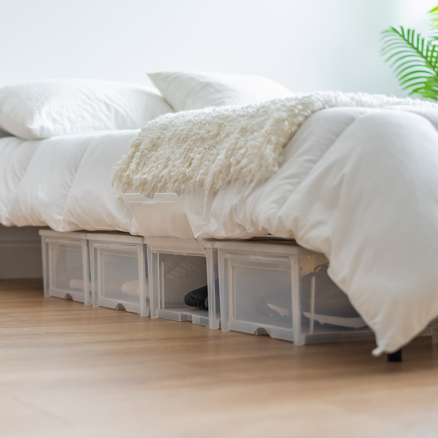 IRIS USA Front Entry Stackable Shoe Storage Box, Shoes Organizer