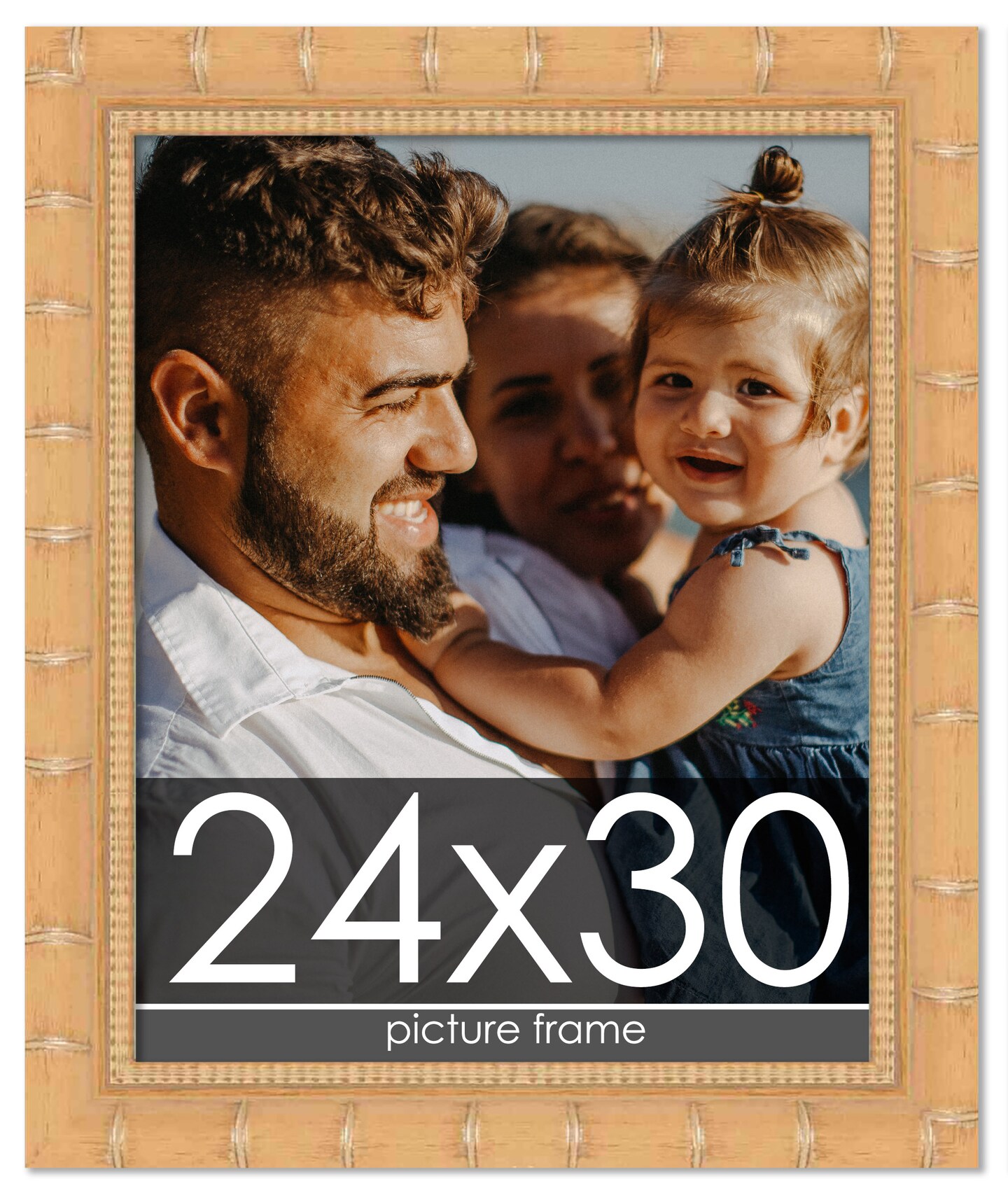 24x30 Modern Bamboo Picture Frame with UV-Resistant Acrylic &#x26; Acid Free Backing, Available in  5 Finishes - Gold, Silver, Brown, Black, and Natural