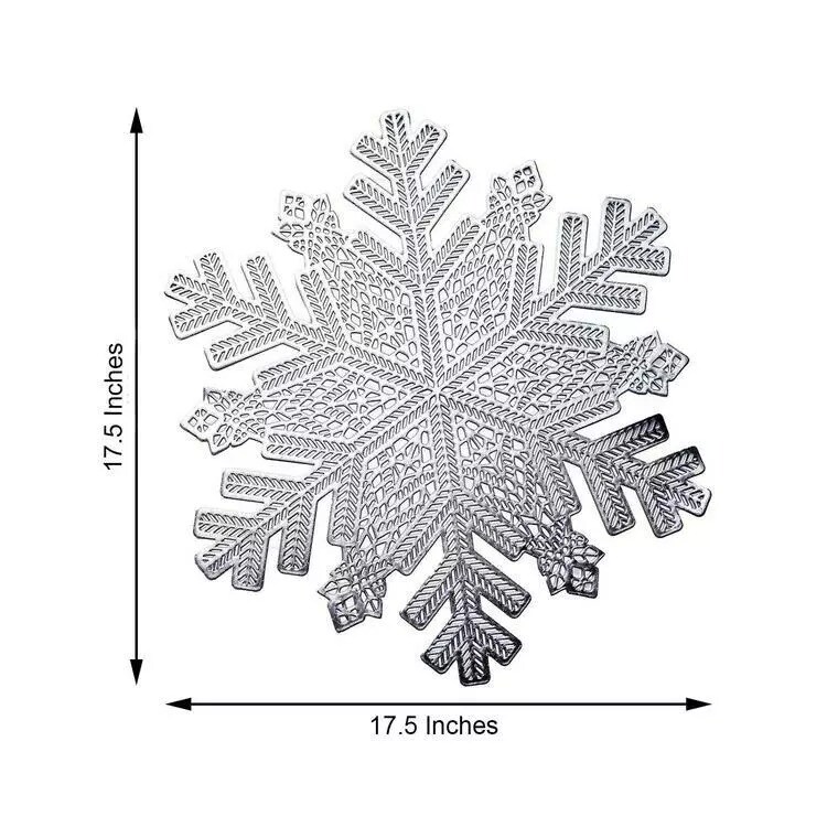 6 Silver 18&#x22; wide Snowflake Round Vinyl Placemats Wedding Party Decorations