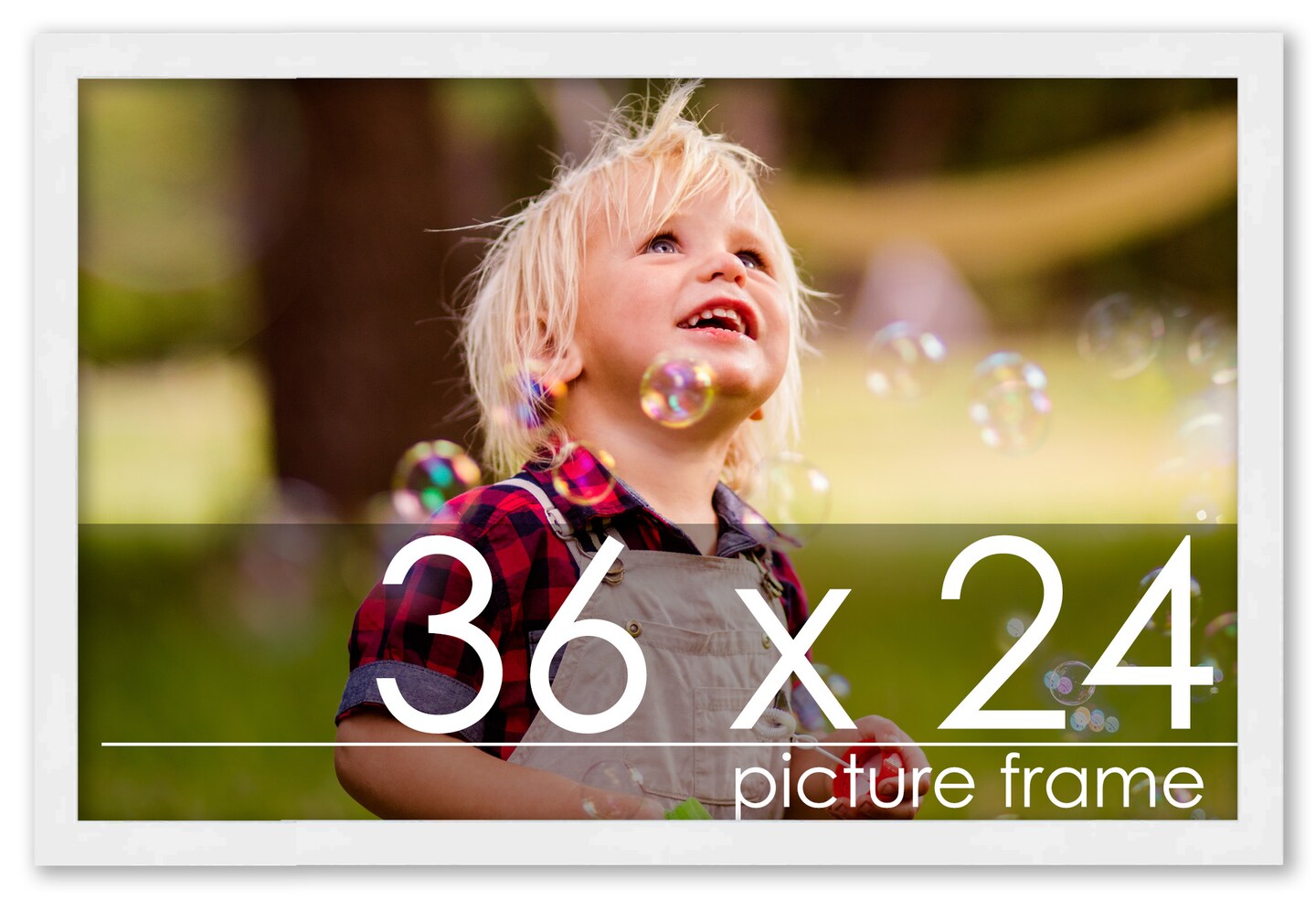 36x24 Solid Wood Picture Frame with UV-Resistant Acrylic & Acid-Free Backing, Available in 6 Finishes: Matte Black, Matte White, Metallic Bronze, Silver, Natural Wood Grain & Mahogany