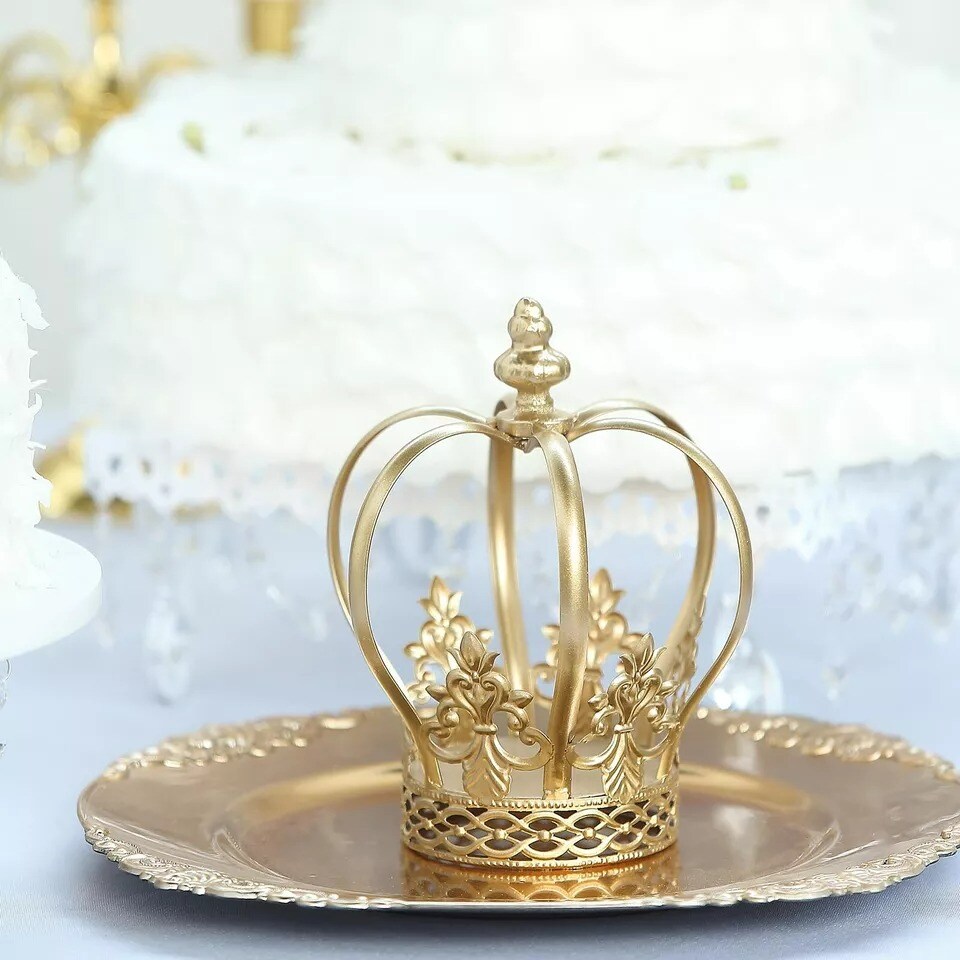 8&#x22; tall Gold Metal Royal Crown Cake Topper Centerpieces Events Party Decorations