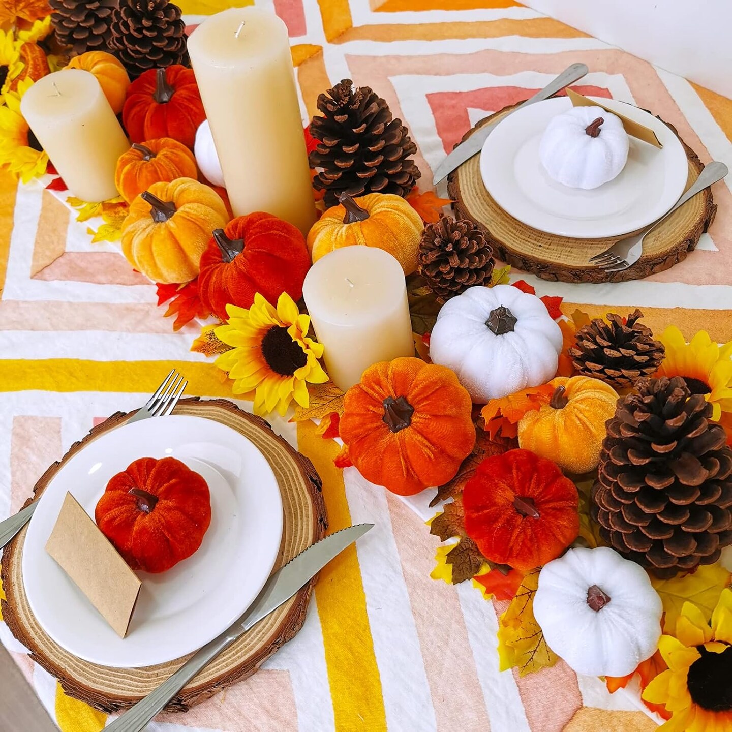 Set of 16 Assorted Faux Small Rustic Harvest Decorative Pumpkins