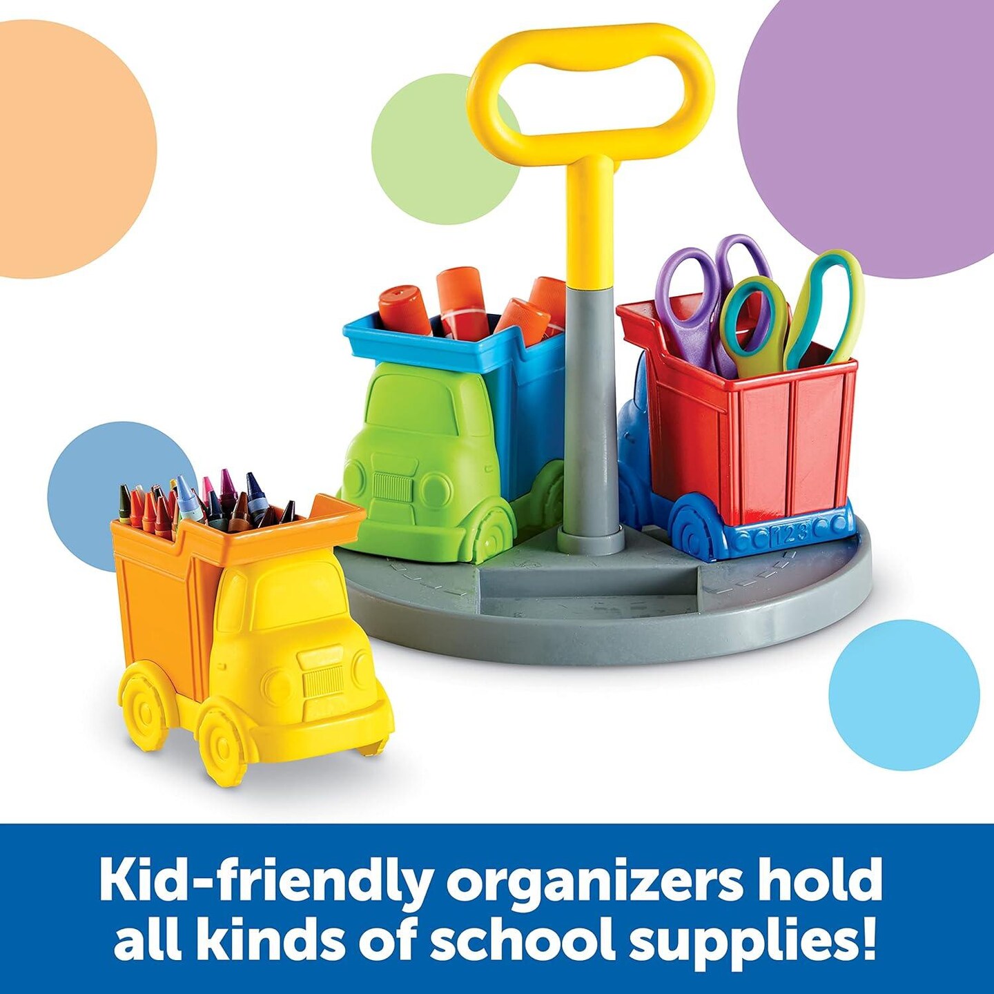 5 Pieces, Kids Art Supplies Organizer, Storage Caddy for Kids,Crayon Organizer : Trucks