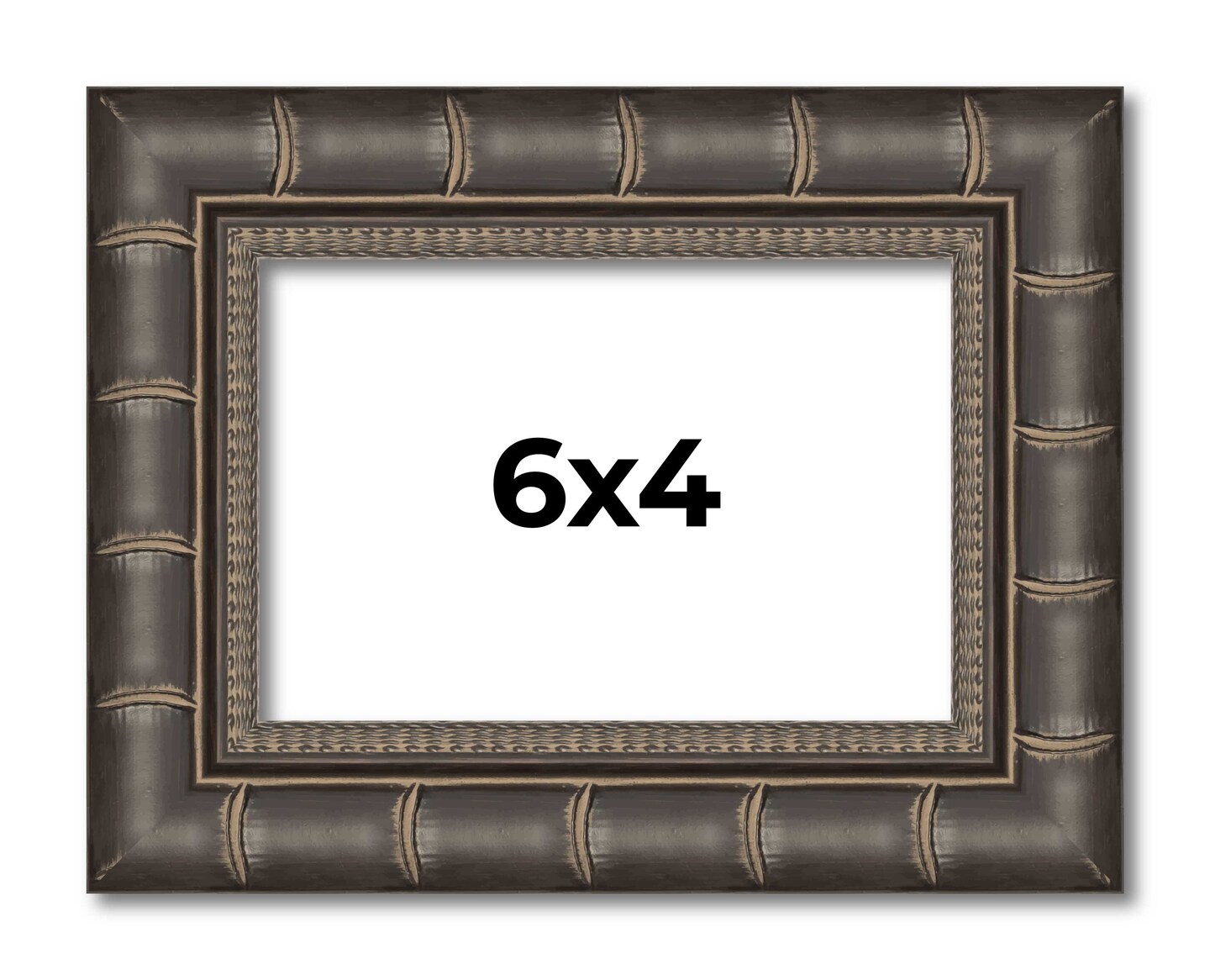 6x4 Modern Bamboo Picture Frame with UV-Resistant Acrylic & Acid Free Backing, Available in 5 Finishes - Gold, Silver, Brown, Black, and Natural