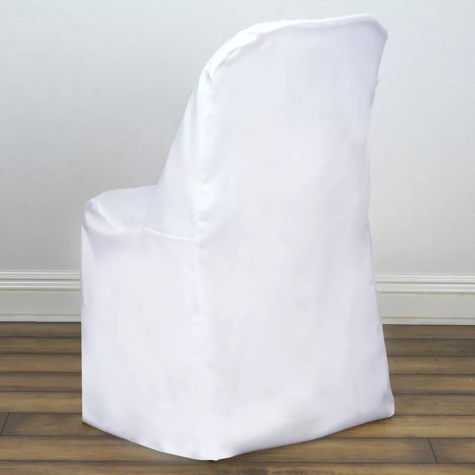 50 WHITE Polyester FOLDING CHAIR COVERS Wedding Party Banquet Event Decorations