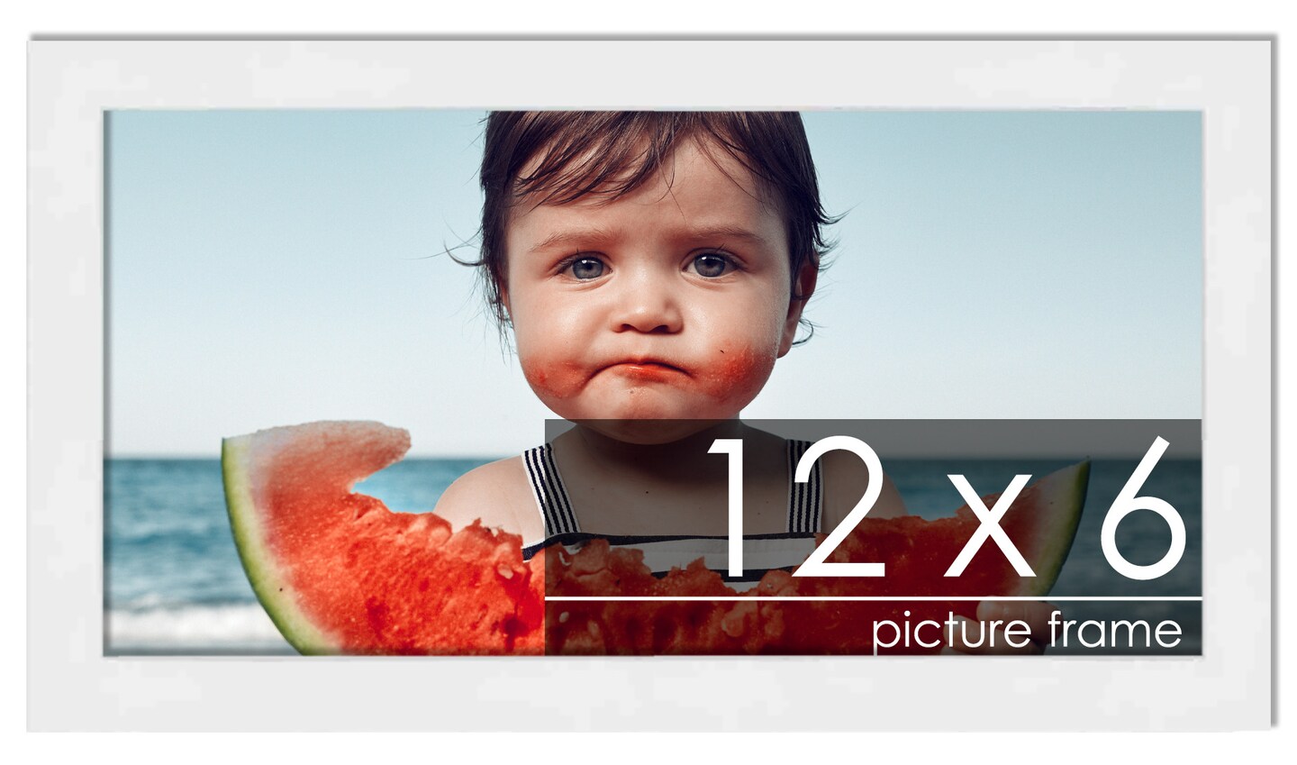 12x6 White Wood Picture Frame - UV Acrylic, Foam Board Backing