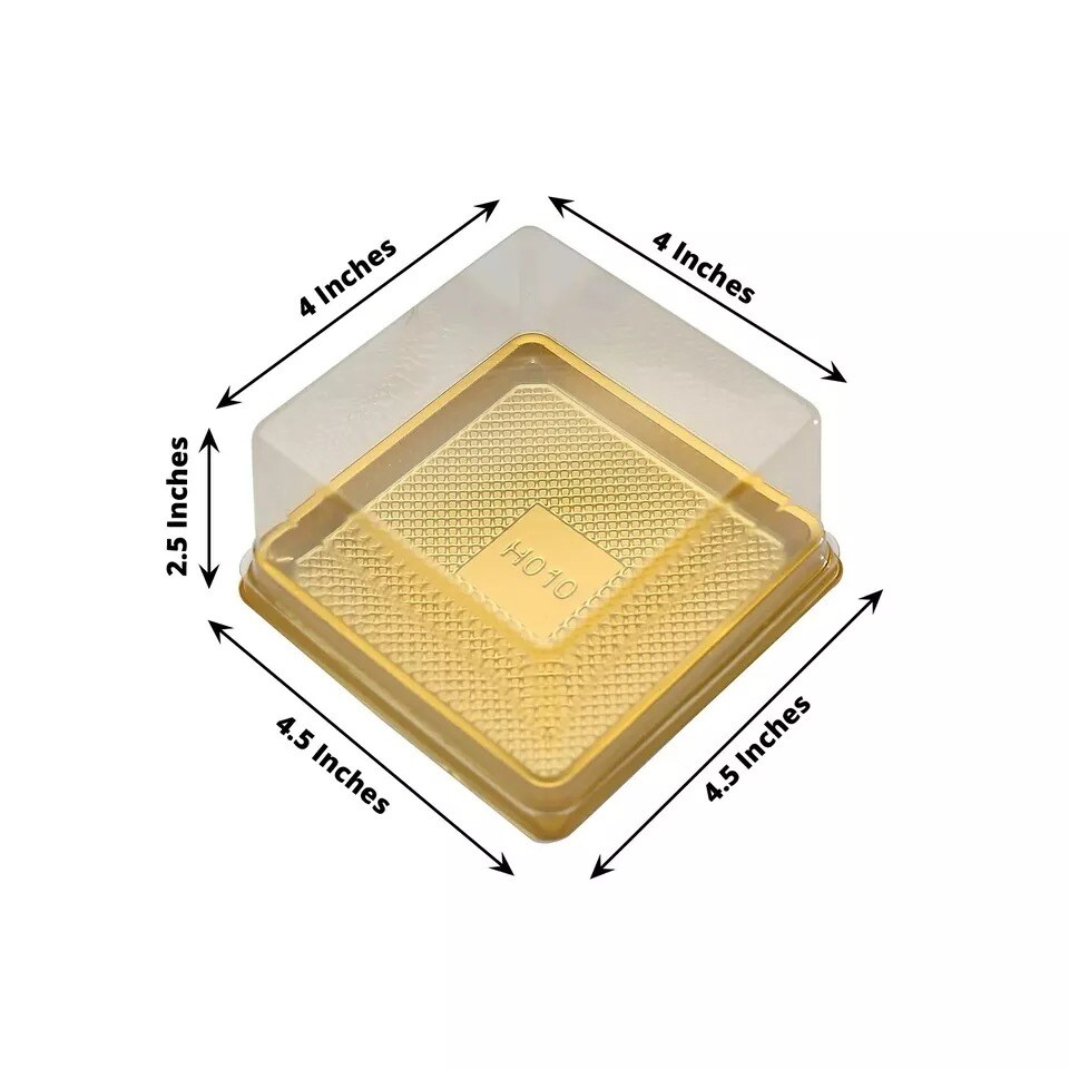 Clear Gold 50 Square 4" Plastic Mini Dessert Favor Boxes Cupcake Holders Party