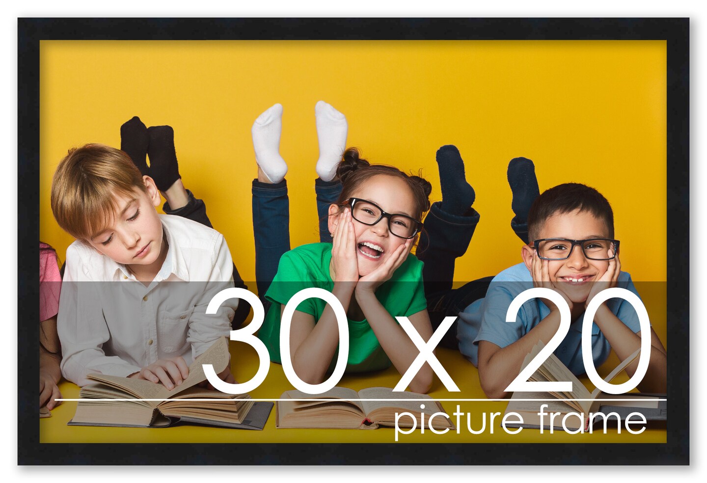 30x20 Solid Wood Picture Frame with UV-Resistant Acrylic &#x26; Acid-Free Backing, Available in 6 Finishes: Matte Black, Matte White, Metallic Bronze, Silver, Natural Wood Grain &#x26; Mahogany