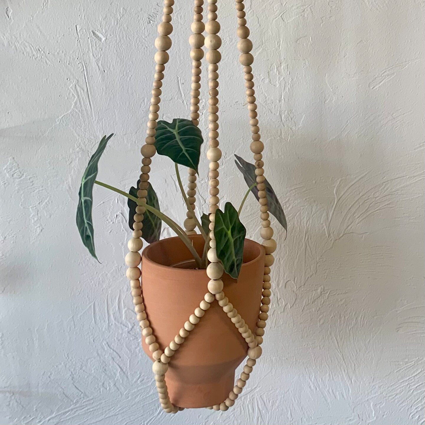 Wood Bead Plant Hanger | Beaded Hanger | Wood Plant Hanger