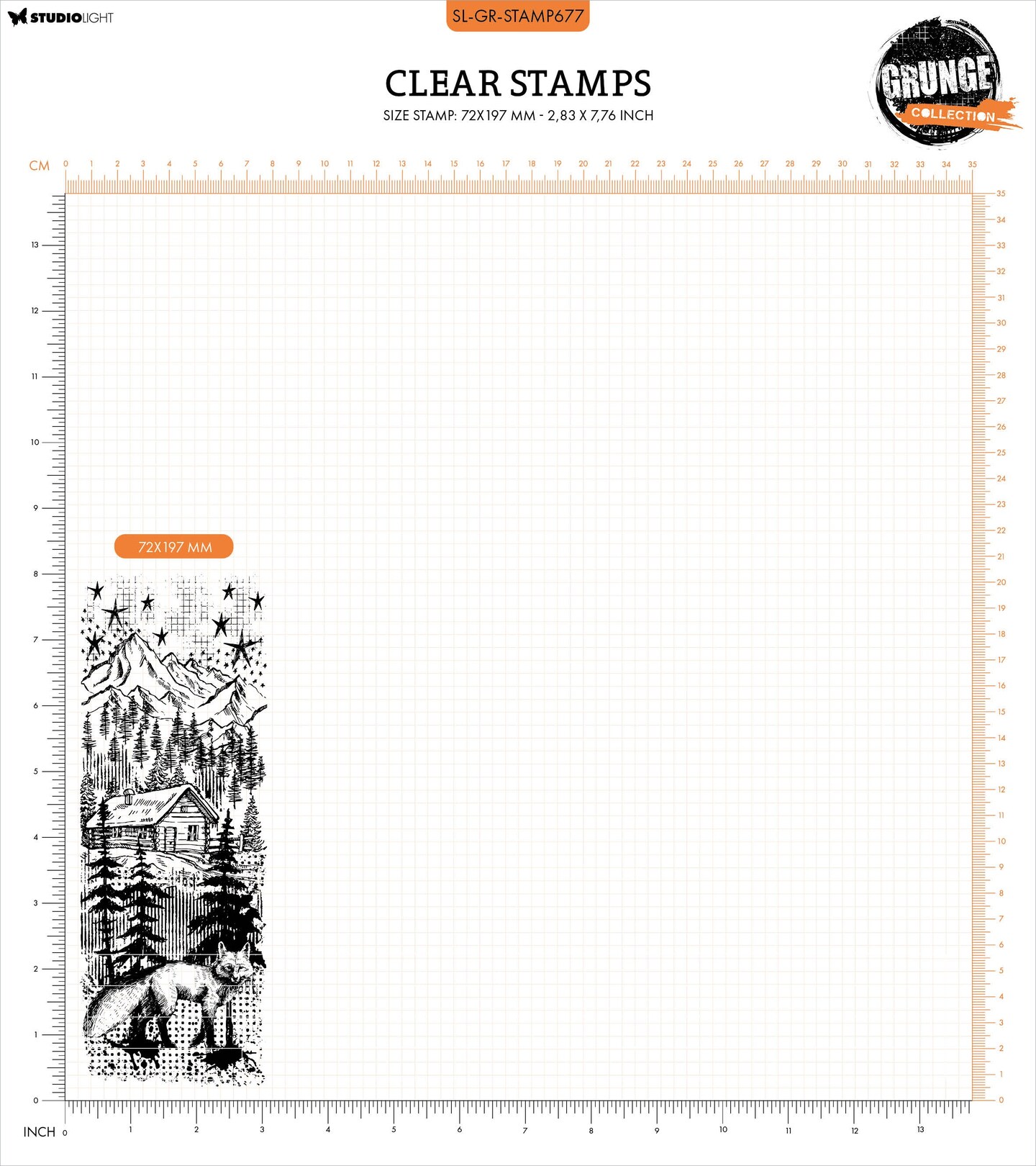 Studio Light Grunge Clear Stamp-Nr. 677, Fox In Forest
