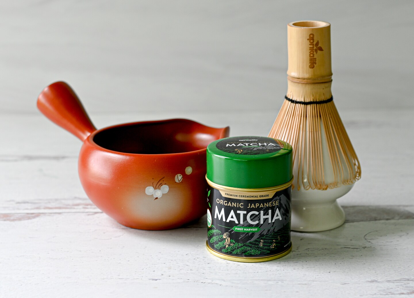 Handcrafted Ceramic Red Matcha Bowl with Spout and Handle Tea Set from Japan (Bowl, Whisk, Whisk Holder, Matcha) - Christmas Gift product 4