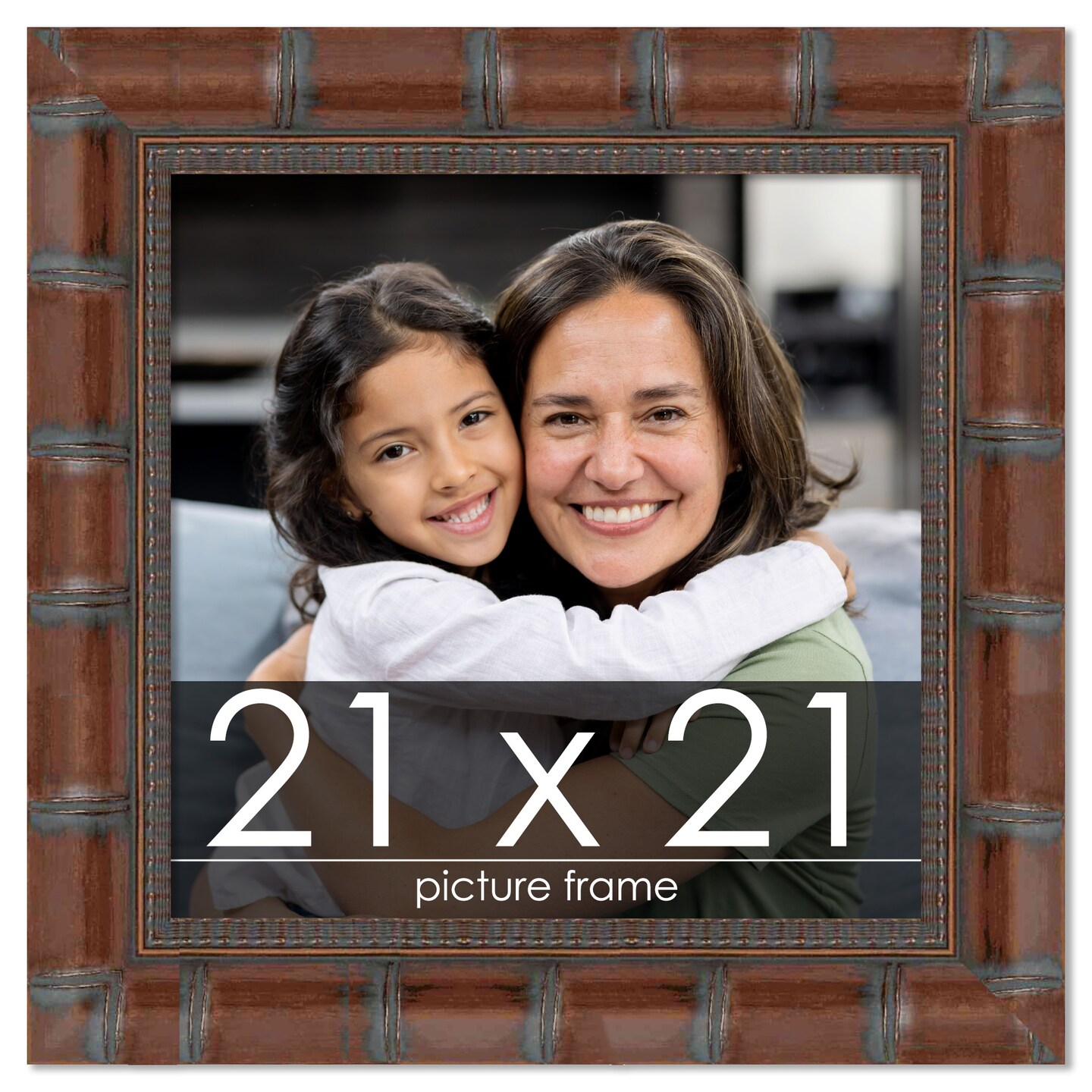 21x21 Brown Wide Bamboo Picture Frame - UV Acrylic, Foam Board