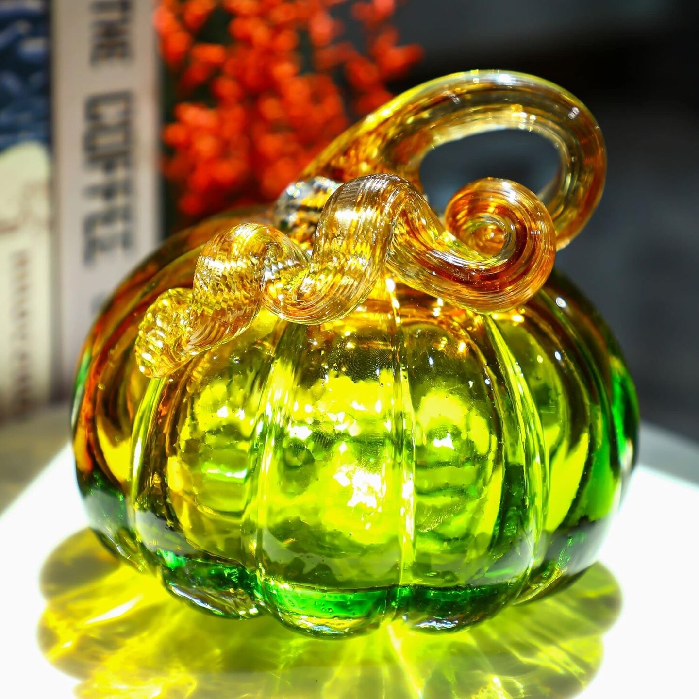 Hand Blown Glass Pumpkin Figurines Collectibles Fall Pumpkin for Decorations