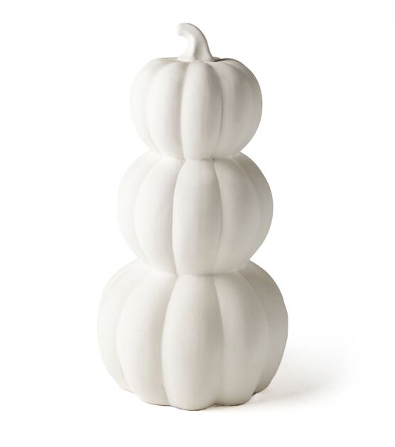 13&#x22; Ceramic Halloween Stacked Pumpkin with LED Lights