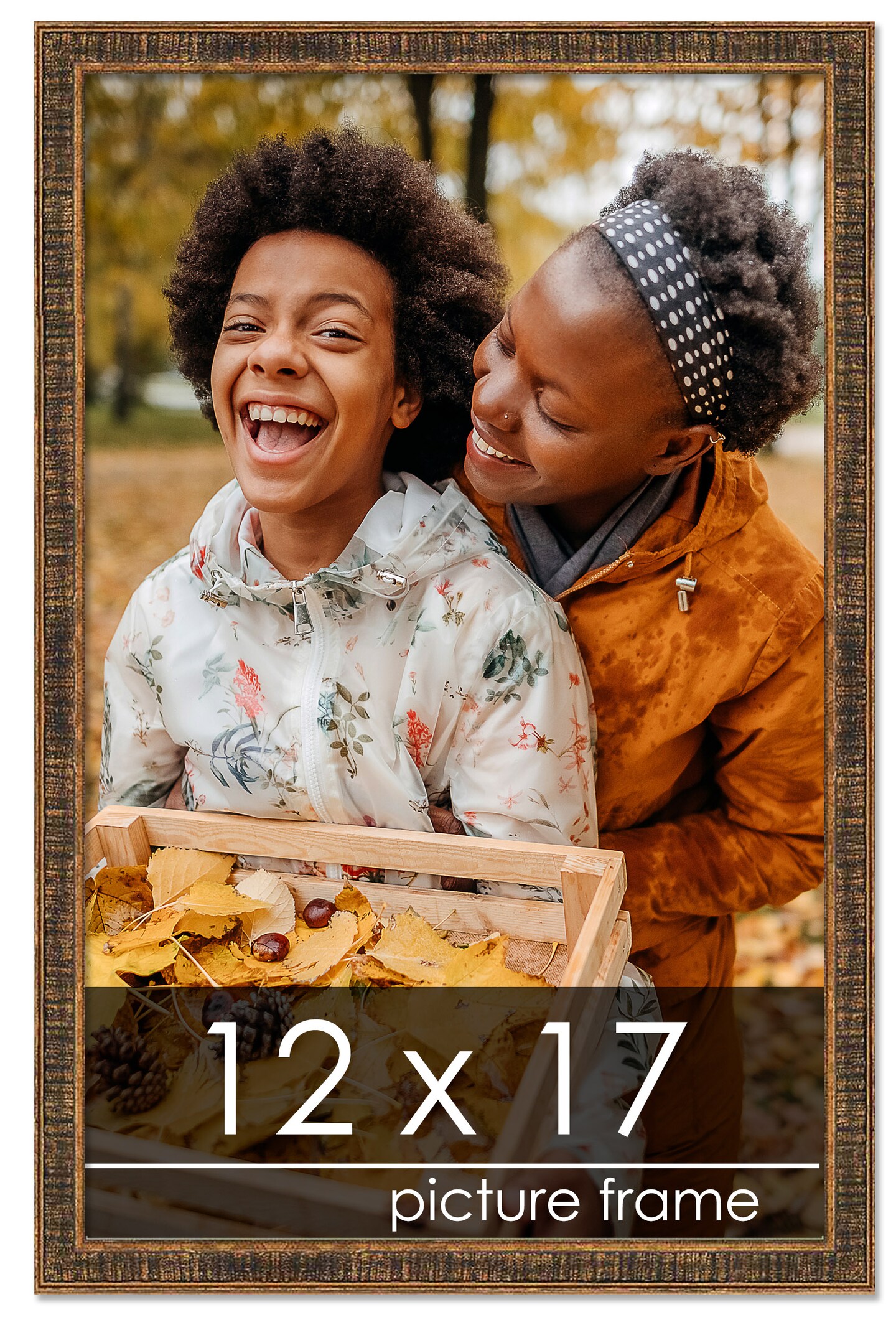 12x17 Textured Picture Frame with UV-Resistant Acrylic &#x26; Acid Free Backing, Available in 6 Finishes - Black, Blue, Brown, Gold, Grey, and White