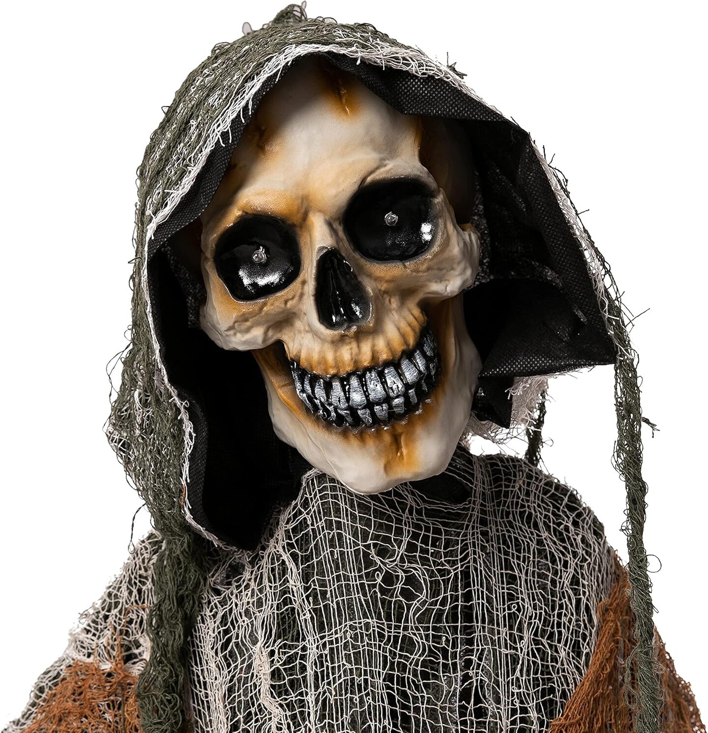 Size Animatronics Grim Reaper with Chain, Sound-Actived Halloween Party Decoration with Creepy Sound, Scary Haunted House Props for Garden Yard Lawn