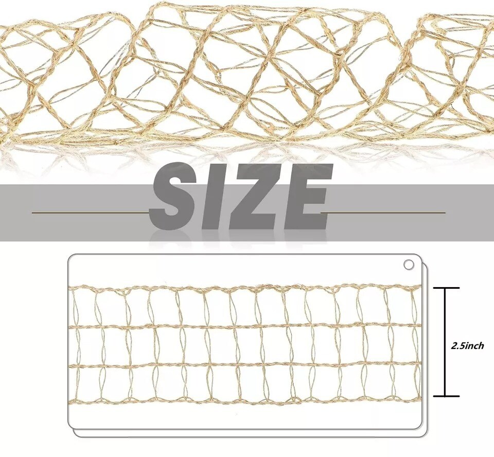 2.5" Jute Mesh Burlap Wired Ribbon Open Weave Burlap Net Ribbon Fabric Ribbon