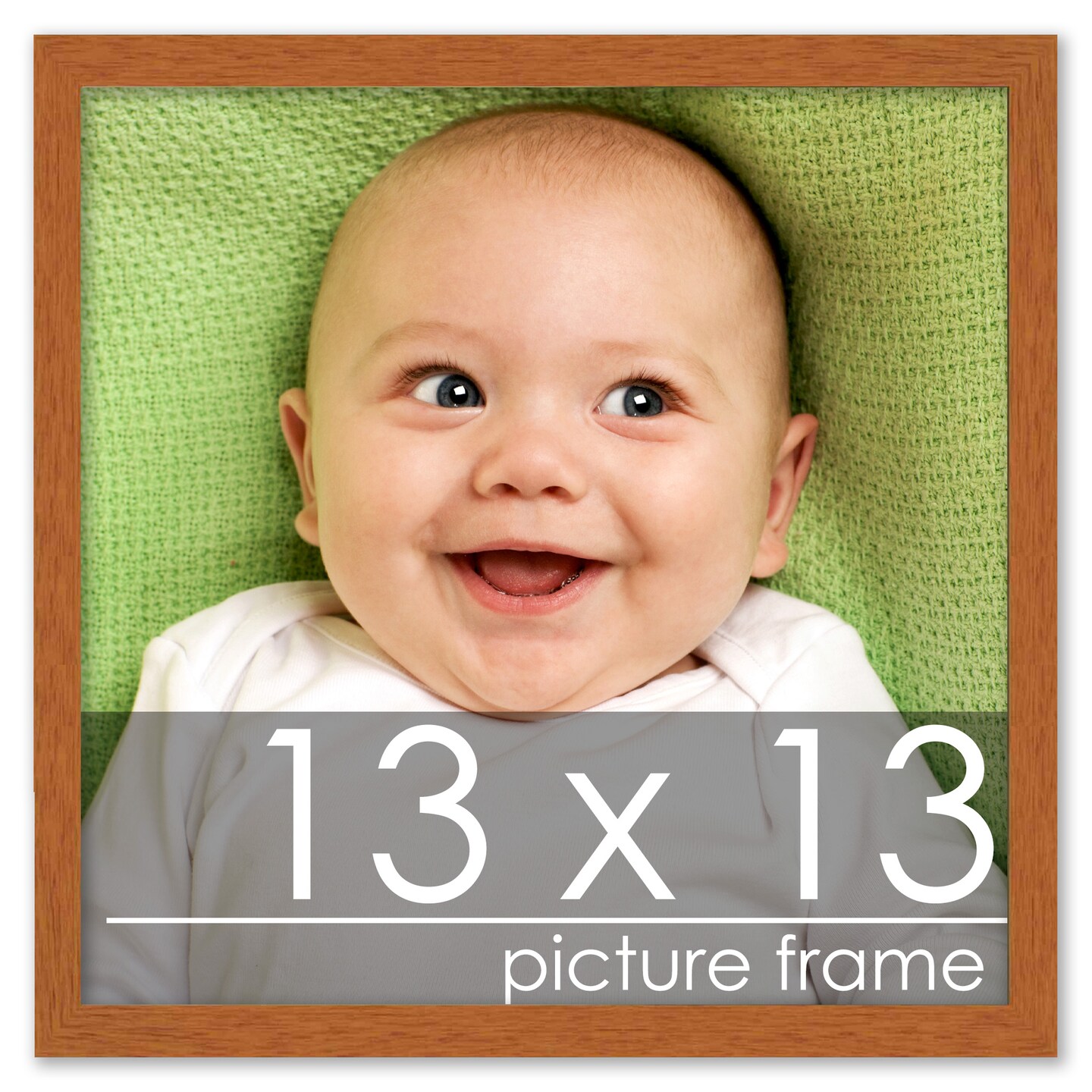 Square Modernist Brown Picture Frame - UV Acrylic, Foam Board Backing, Hanging Hardware