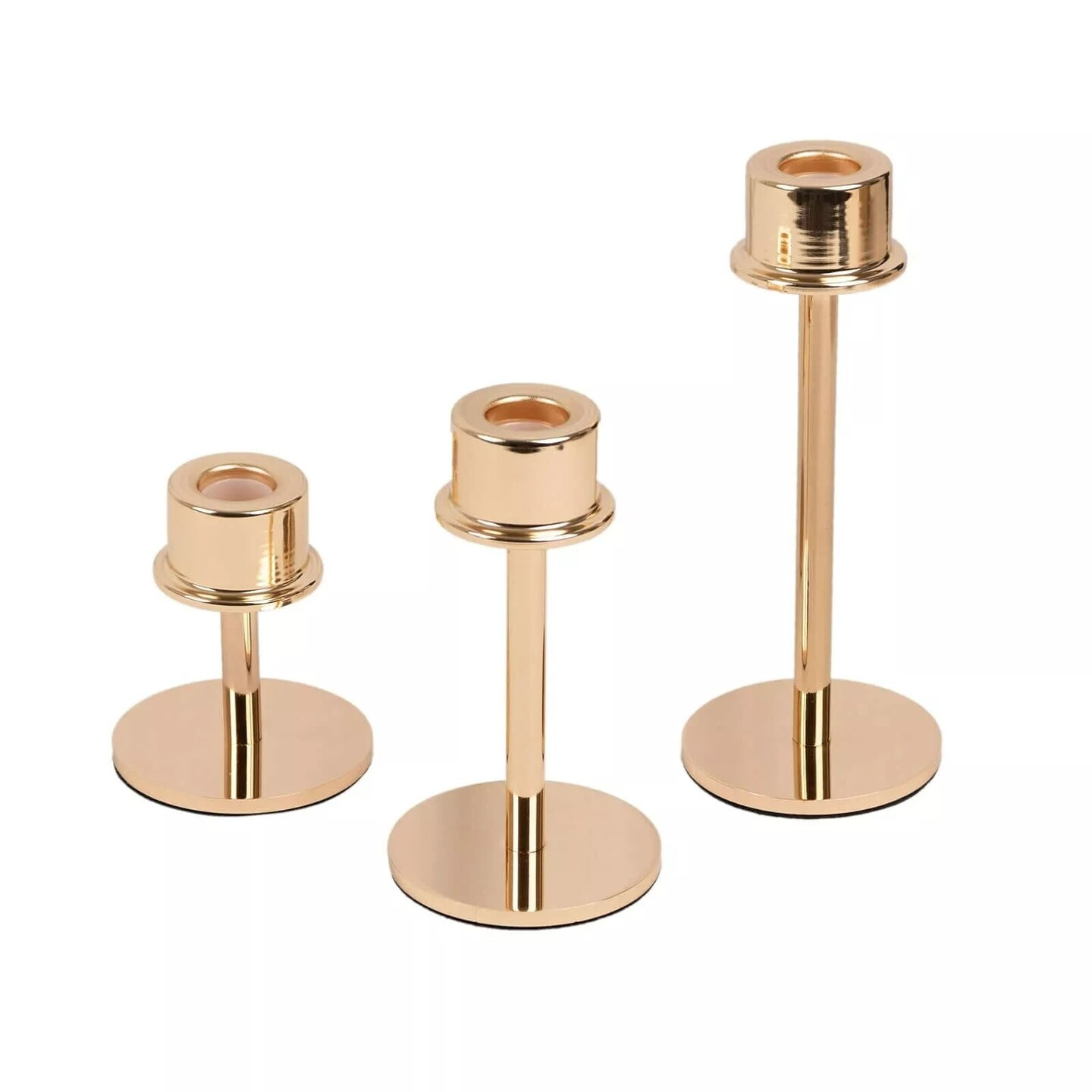 3 Gold Metal Taper Candlestick Holders Wedding Party Events Decorations Supplies