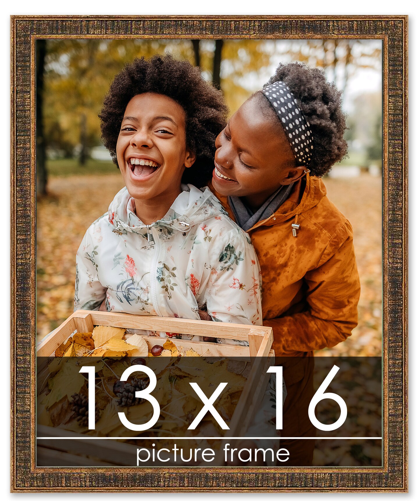 Textured Gold Picture Frame - UV Acrylic, Foam Board Backing, Hanging Hardware