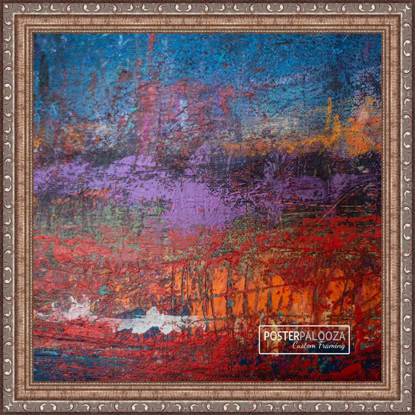 Square Deco Silver Picture Frame - UV Acrylic, Foam Board Backing, Hanging Hardware