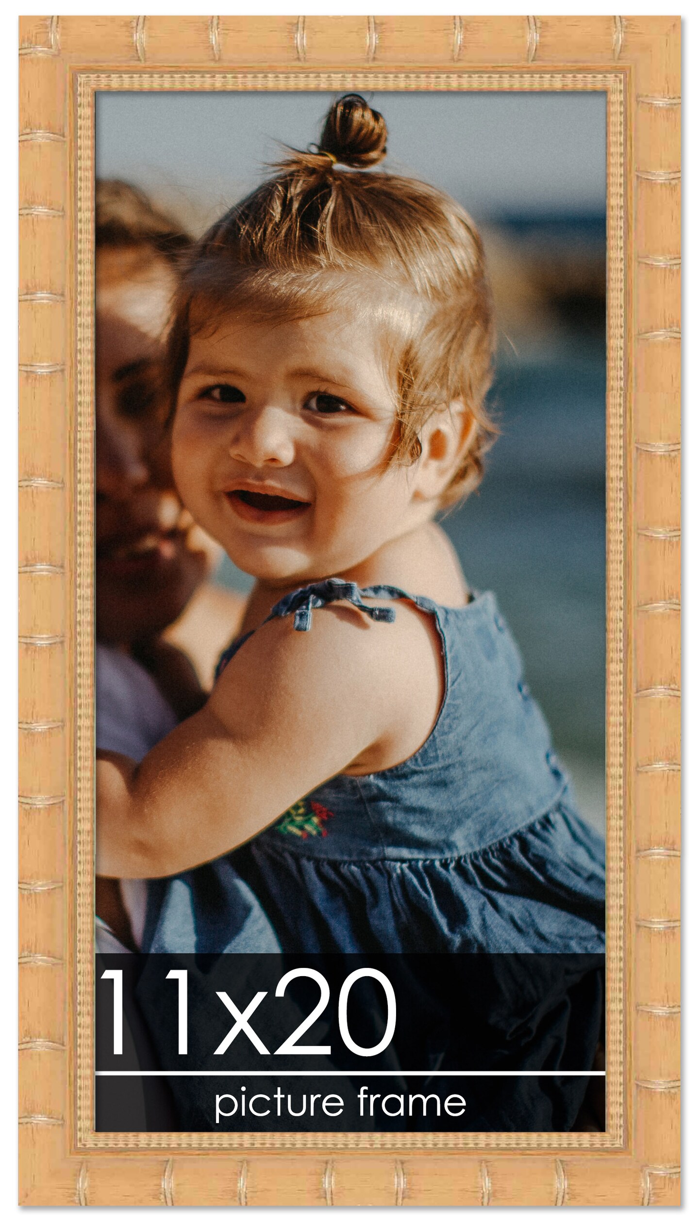 11x20 Modern Bamboo Picture Frame with UV-Resistant Acrylic &#x26; Acid Free Backing, Available in  5 Finishes - Gold, Silver, Brown, Black, and Natural