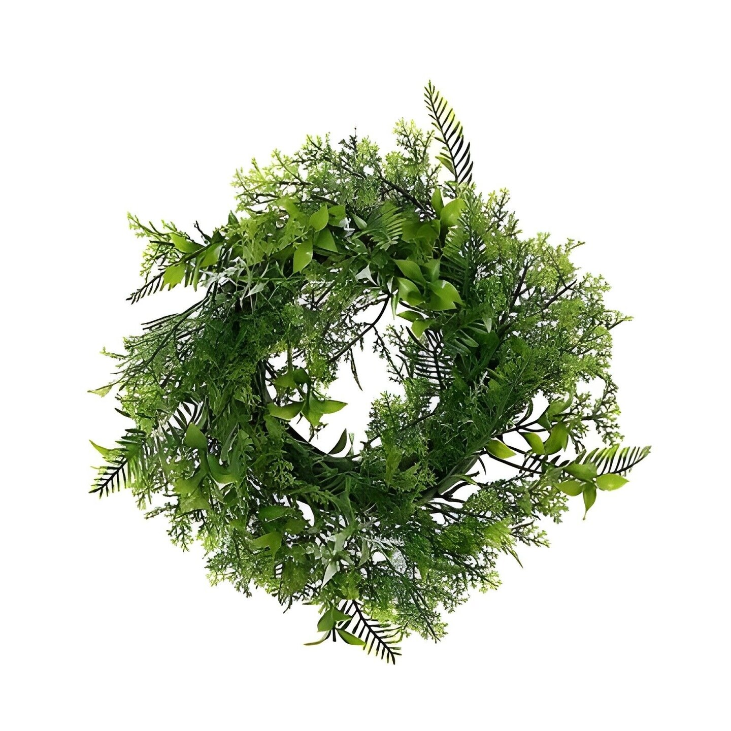 2 Green 12&#x22; Artificial Leaves Wreath Candle Rings Wedding Party Events Supplies