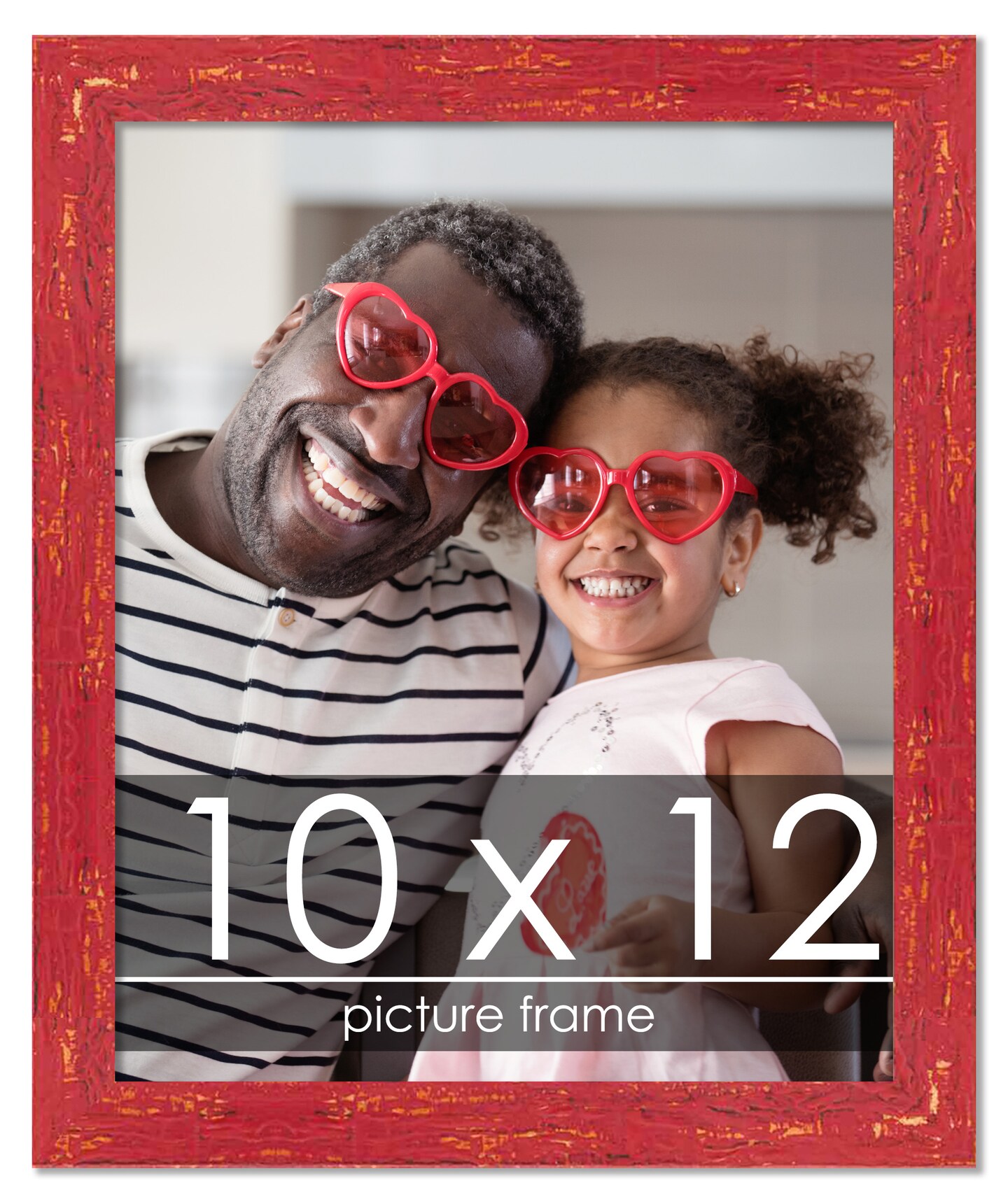 Photo Size Shabby Chic Red Picture Frame - UV Acrylic, Foam Board Backing, Hanging Hardware