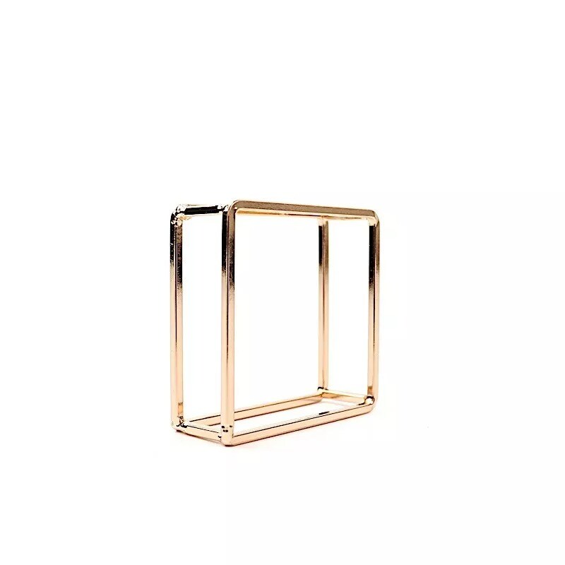 4 Gold Square Geometric Cube Metal Napkin Rings Wedding Party Events Decorations