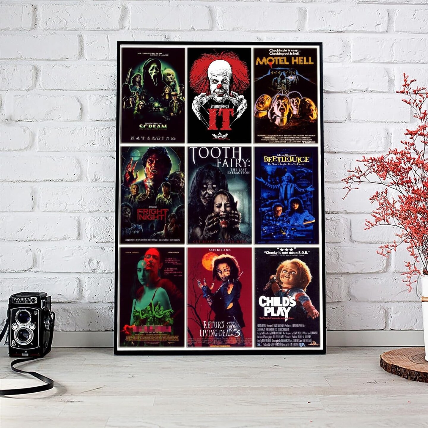 Vintage Classic Horror Movie Posters Wall Collage Kit,Creepy Scary Horror Movie Decor Aesthetic Pictures,Horror Decor for Home Bedroom Living Wall Decor,4&#xD7;6 Inches