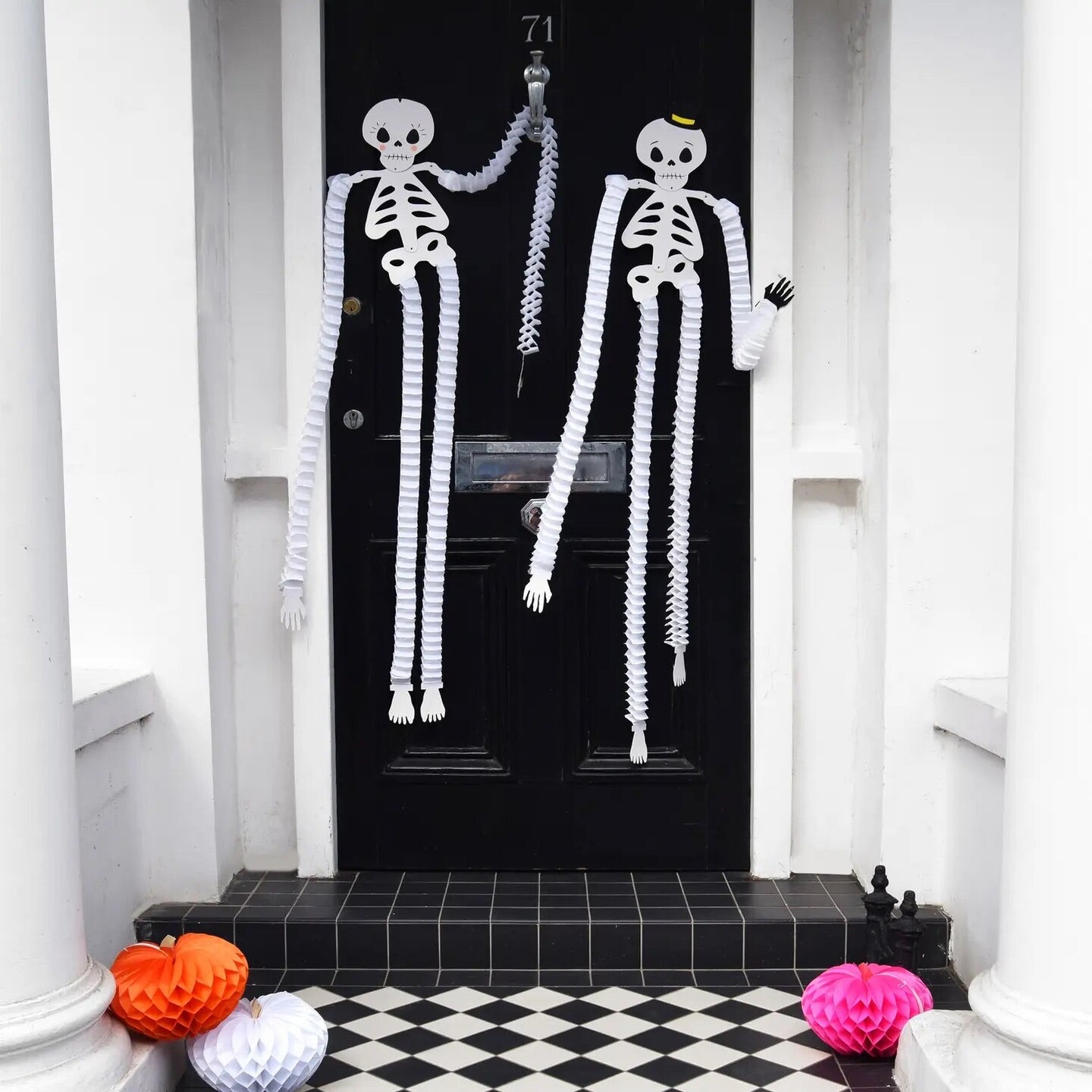 Friendly Skeleton Honeycomb Decorations for Halloween